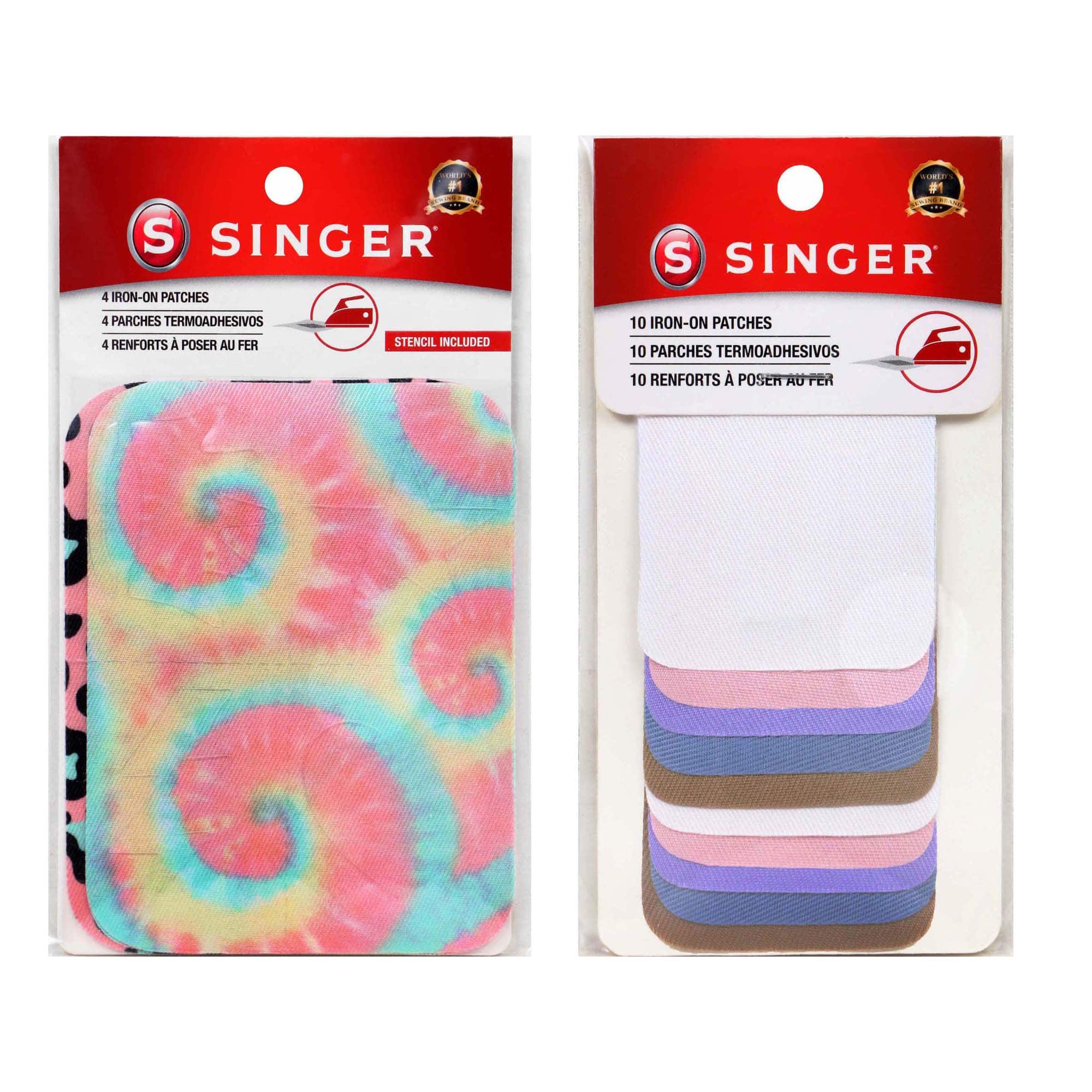 SINGER&#xAE; Decorative Print &#x26; Pastel DIY Iron-On Fabric Patch Kit with 1 Bonus Stencils