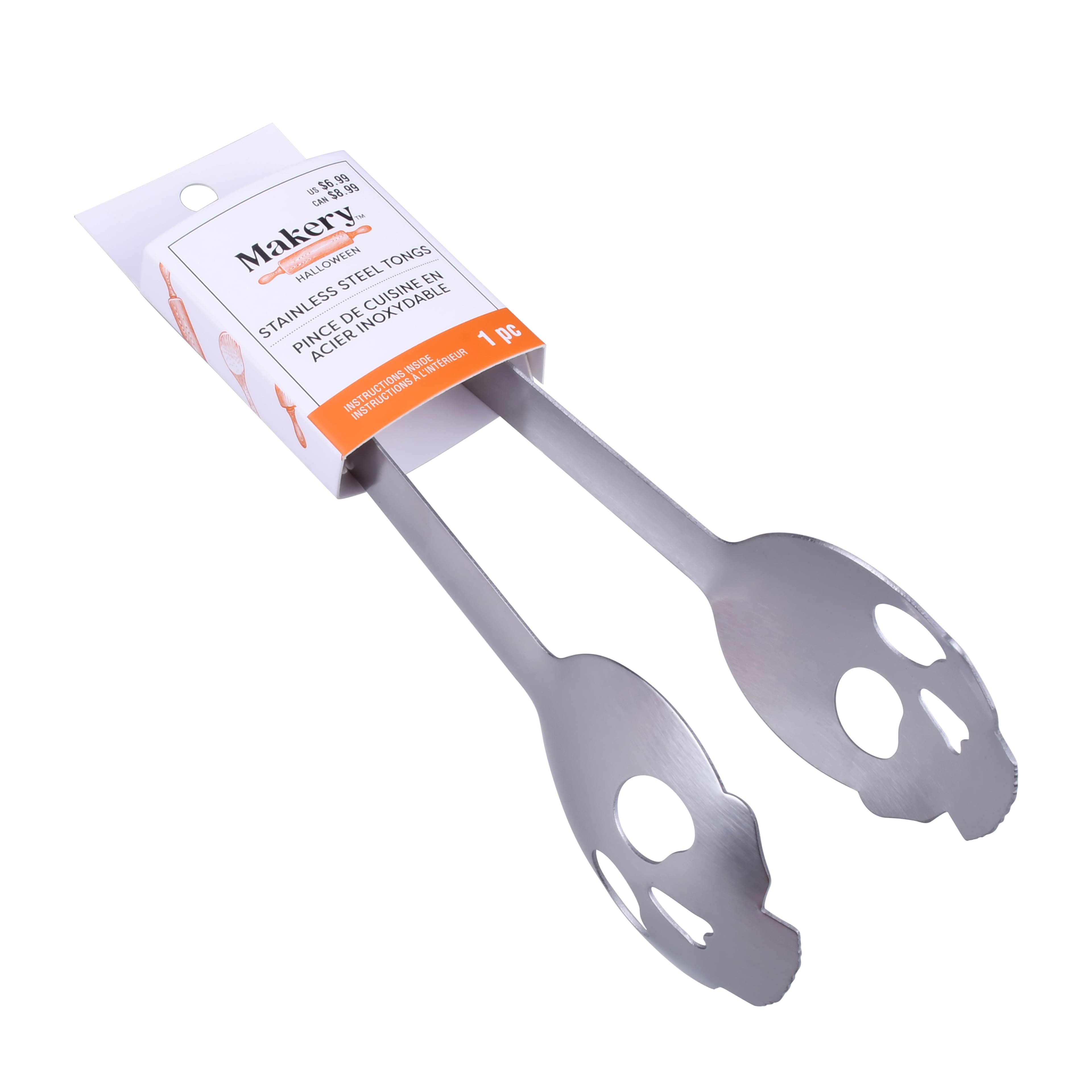 7&#x22; Stainless Steel Skull Tongs by Makery&#x2122;