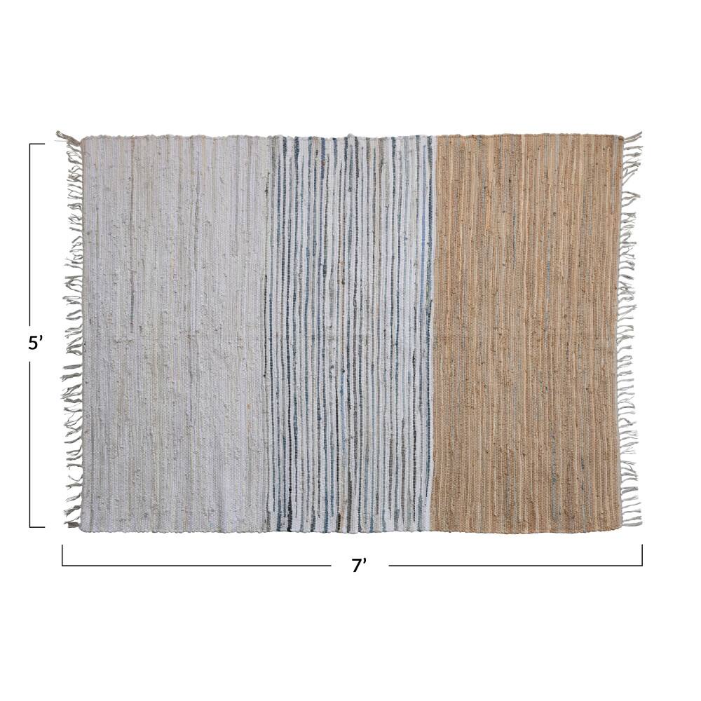 Hello Honey&#xAE; Gray &#x26; Tan Rectangle Chindi Rug with Fringe, 7ft. x 5ft.