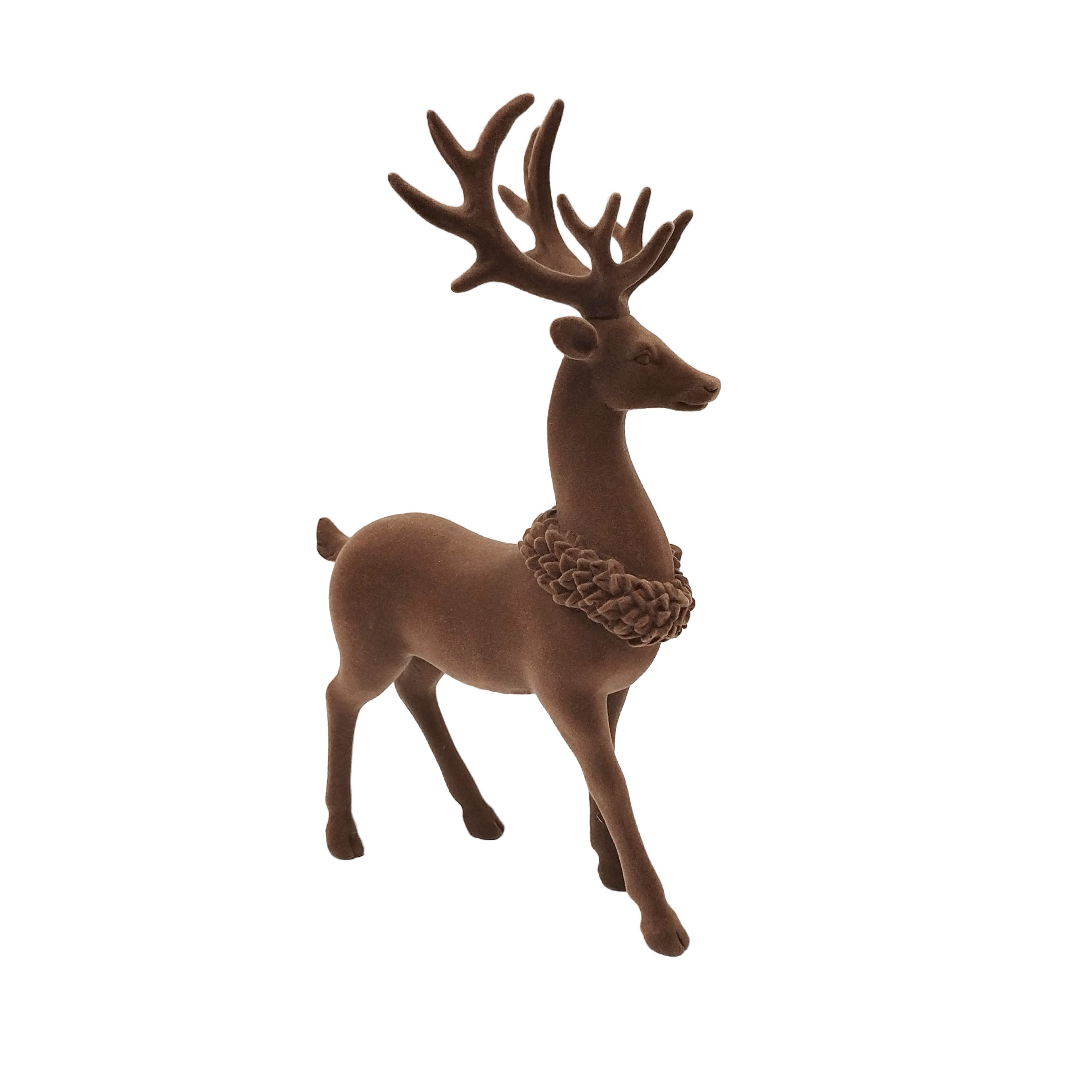 12.75&#x22; Flocked Standing Deer D&#xE9;cor by Ashland&#xAE;