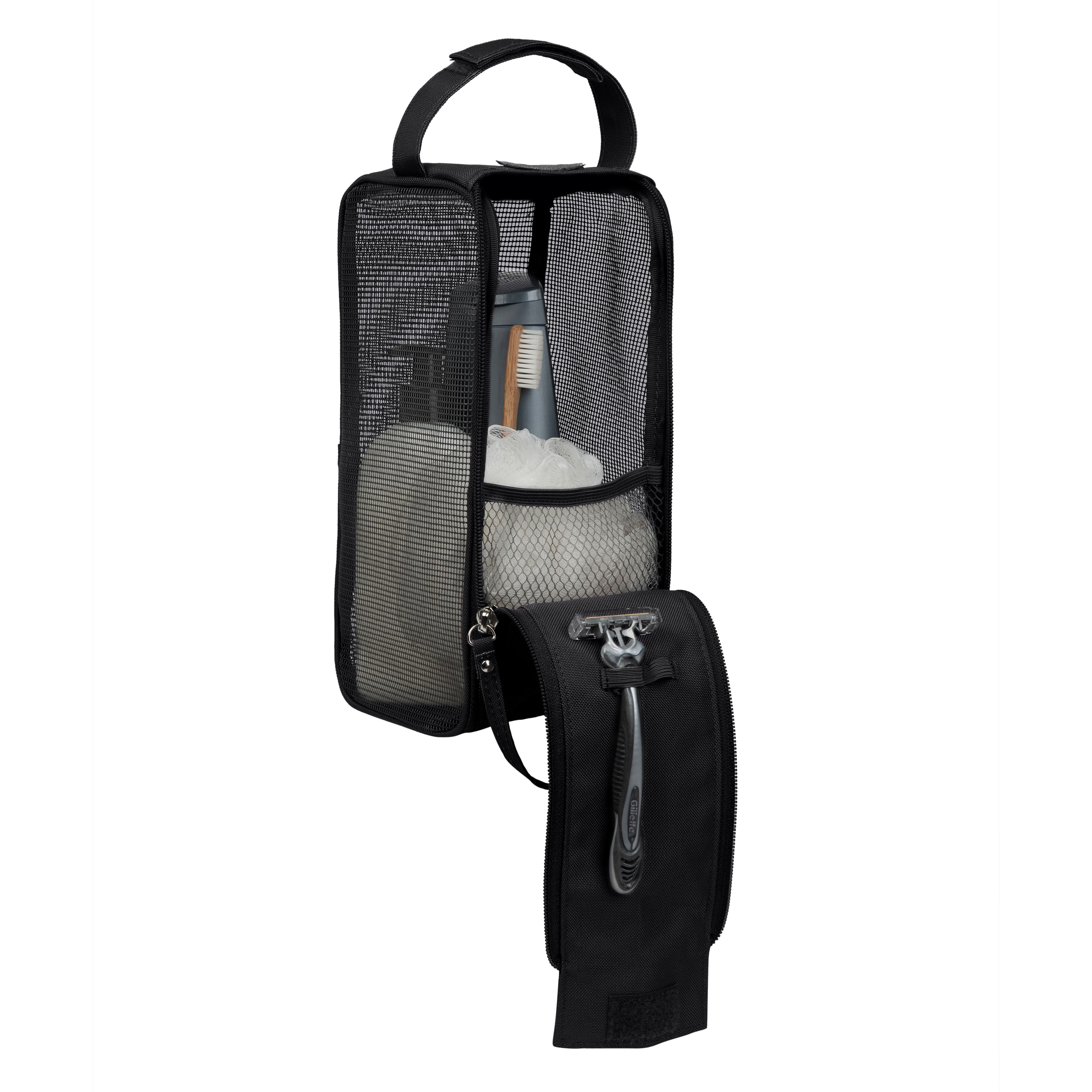 Simplify Black Hanging Mesh Toiletry Bag