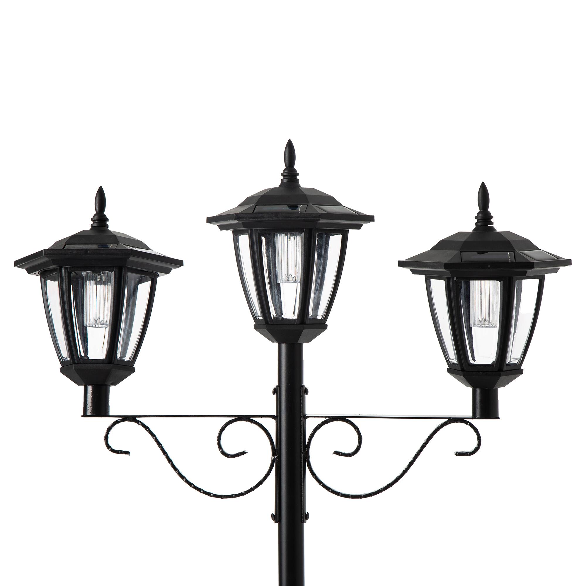 Glitzhome® 6ft. Solar Three Head Street Light with Planter Pot