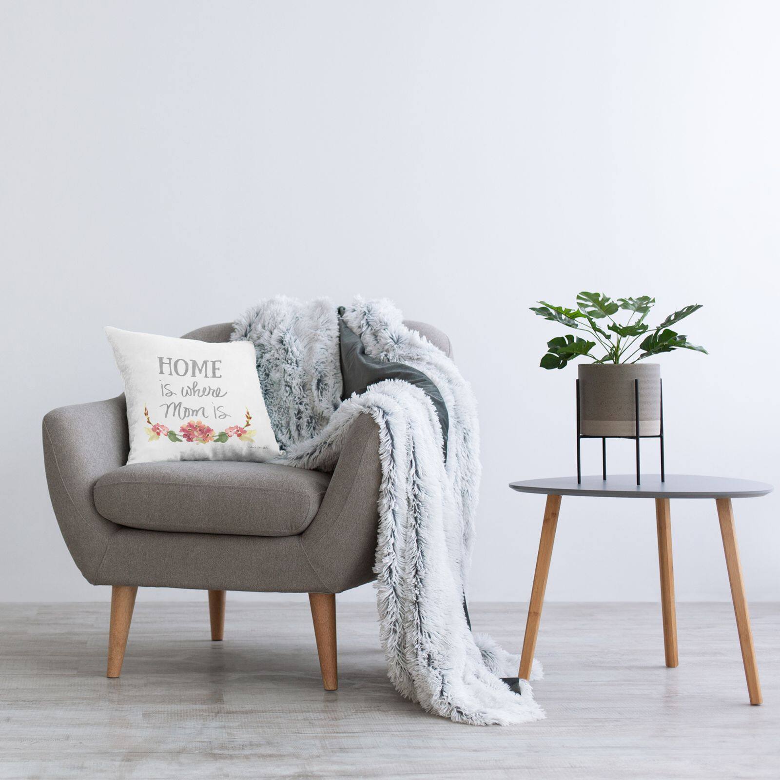 Stupell Industries Where Mom Is Red Floral Blossom Border Throw Pillow, 18" x 18"