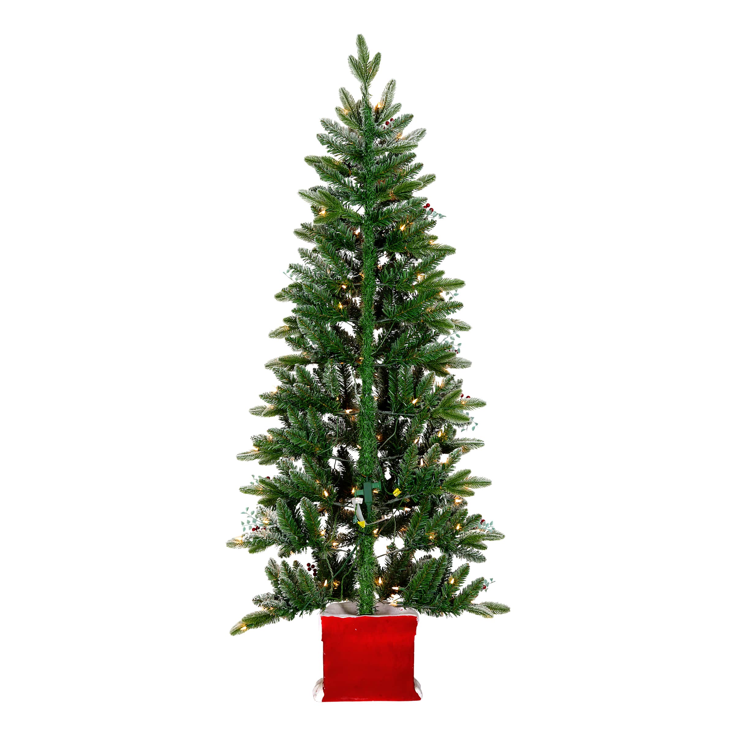 5ft. Pre-Lit Snowberry Pine Artificial Christmas Half Tree, Clear Lights