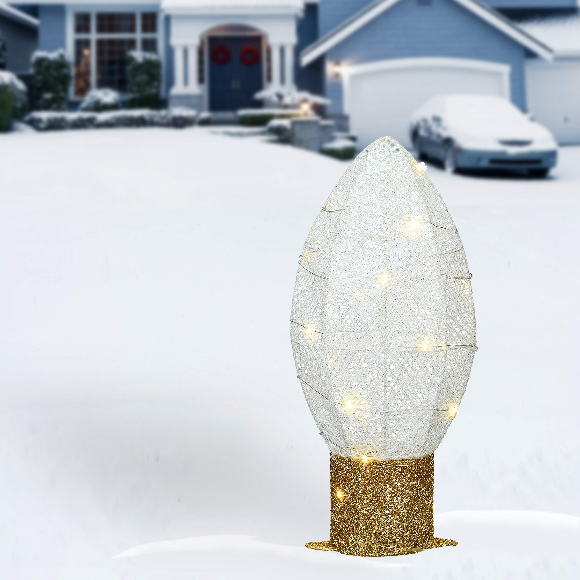 20" Pre-Lit LED White Christmas Light Bulb Decoration