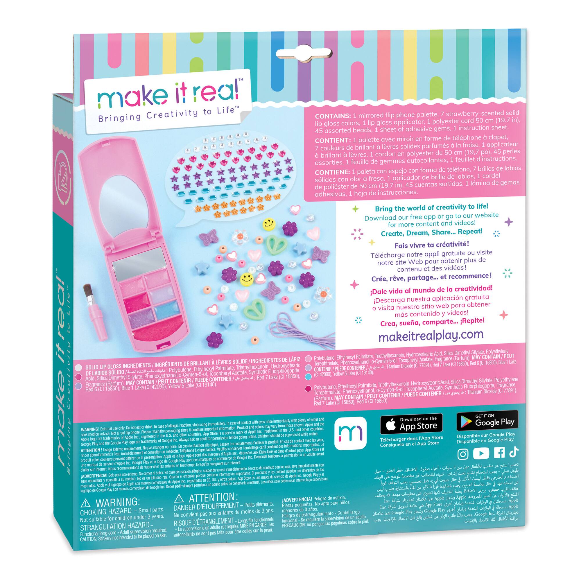 Make It Real&#x2122; Flip Phone Lip Gloss Set &#x26; DIY Lanyard