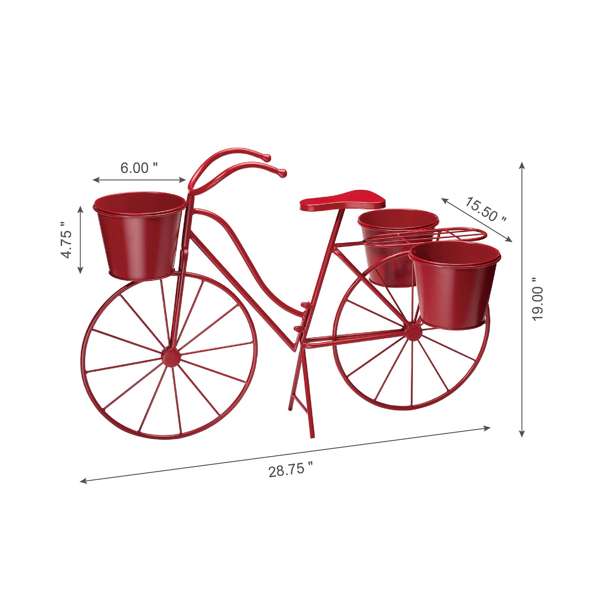 Glitzhome&#xAE; 2.5ft Red Metal Bicycle Plant Stand