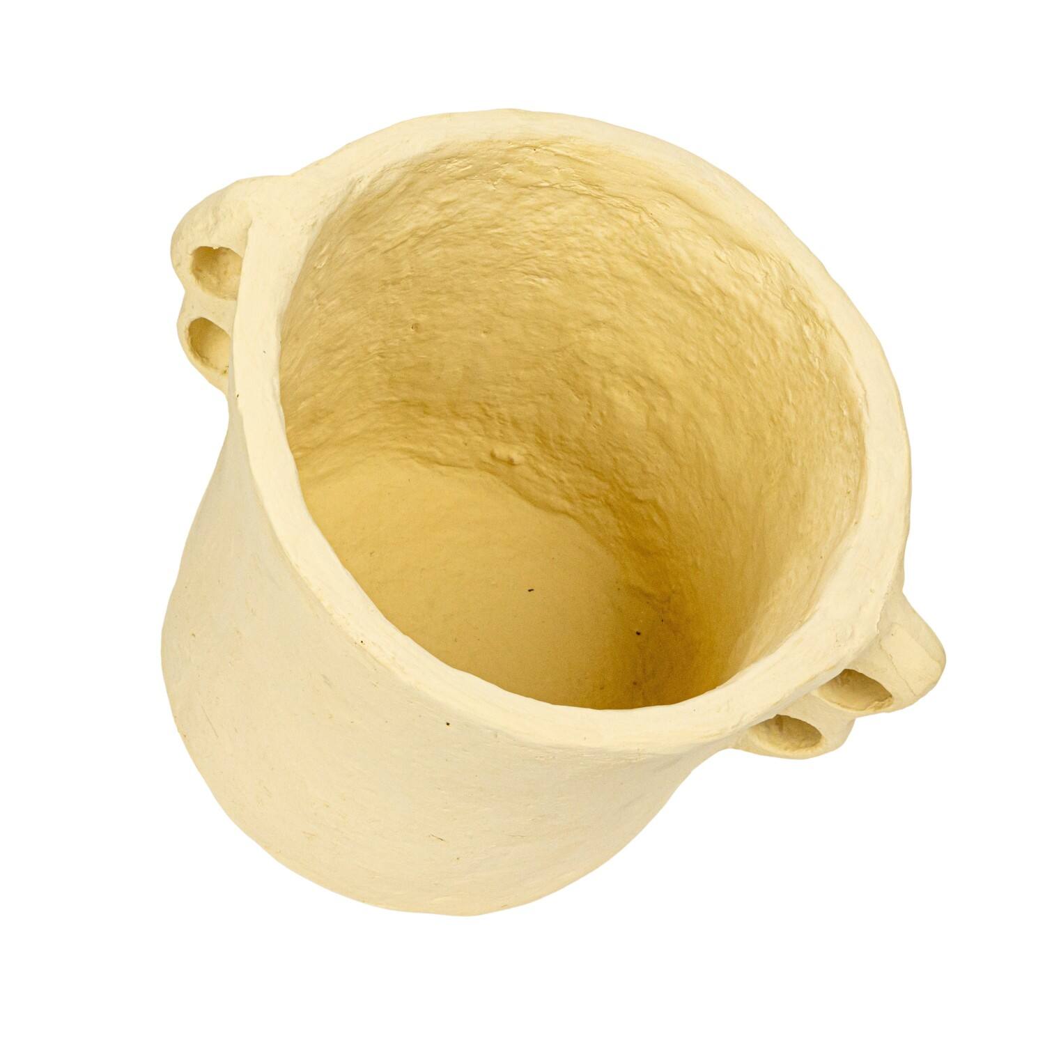 Hello Honey&#xAE; 11&#x22; Natural Decorative Handmade Paper Mache Planter with Handles