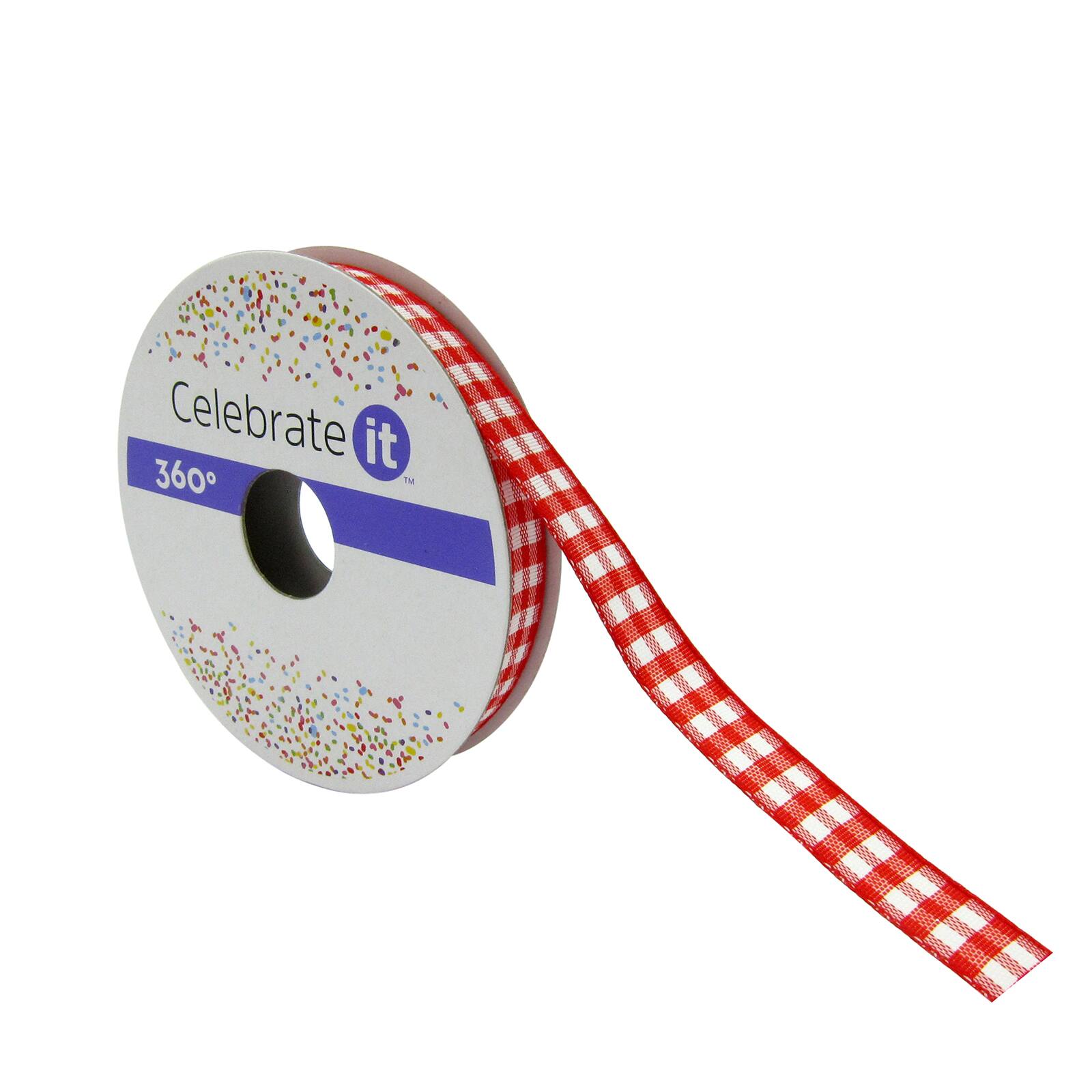 Find the 3/8" Gingham Ribbon by Celebrate It® 360™ at Michaels