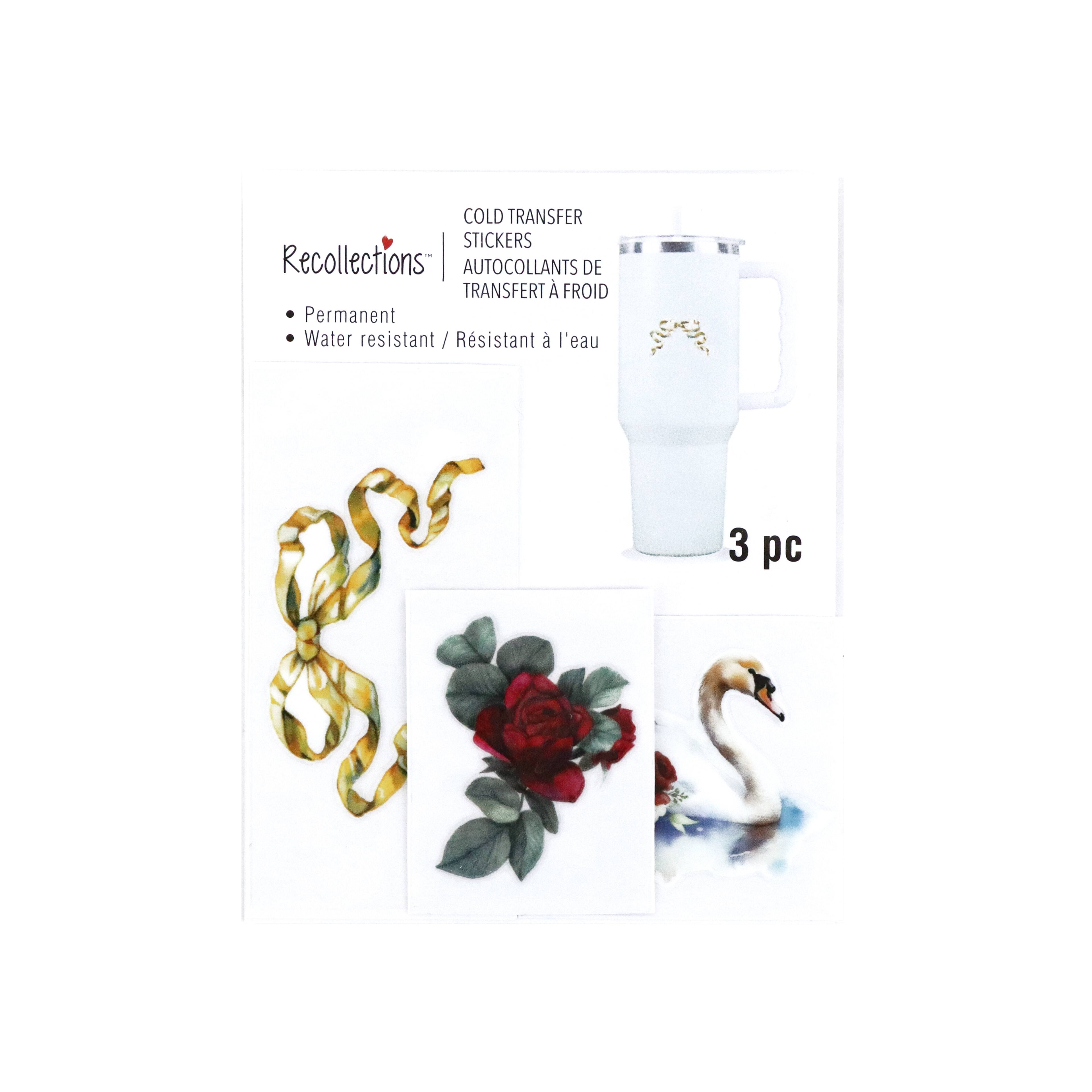 Assorted Roses &#x26; Bows Cold Transfer Stickers, 3pc. by Recollections&#x2122;