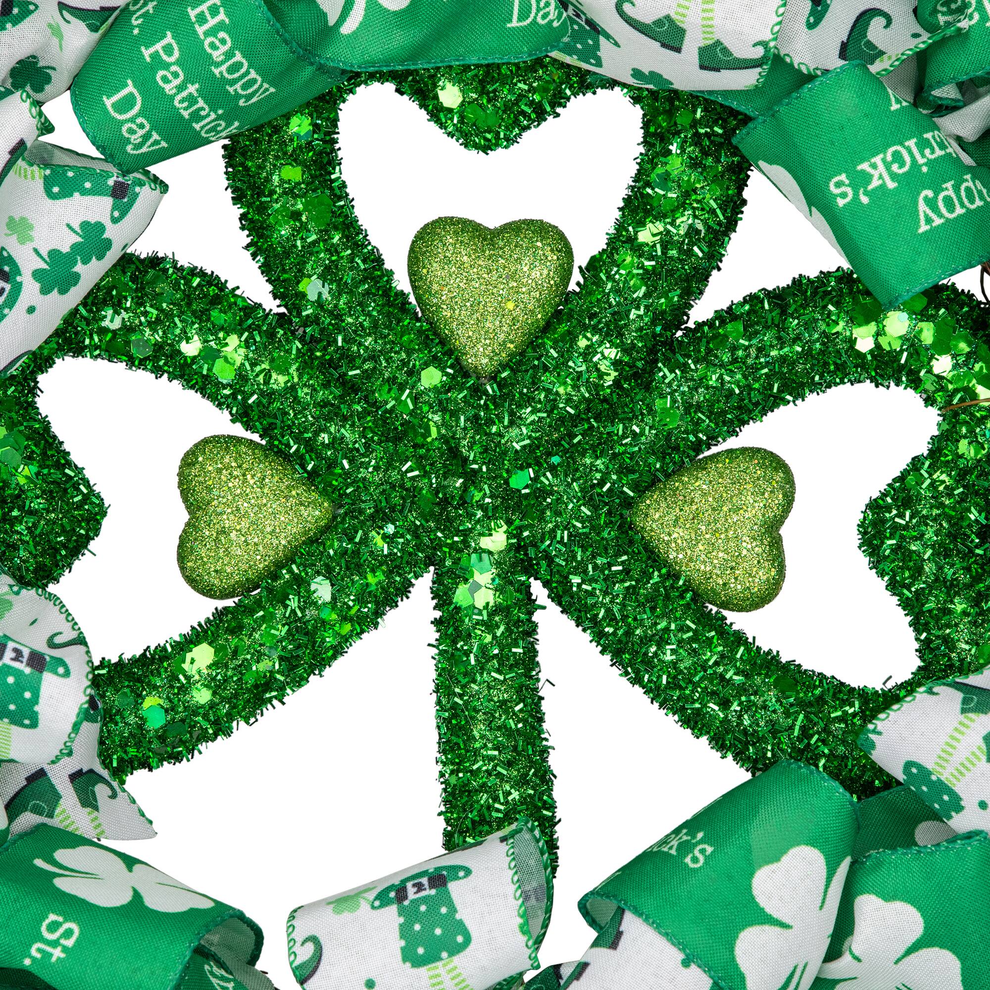 Shamrocks and Ribbons St. Patrick&#x27;s Day Wreath 24&#x22; Unlit