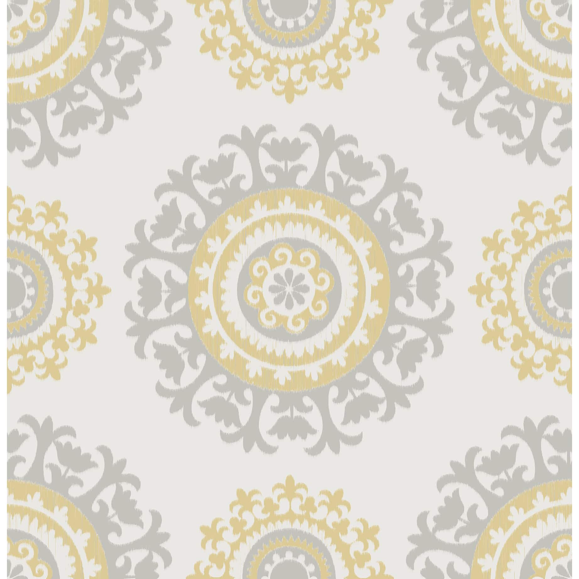 NuWallpaper Gray &#x26; Yellow Suzani Peel &#x26; Stick Wallpaper