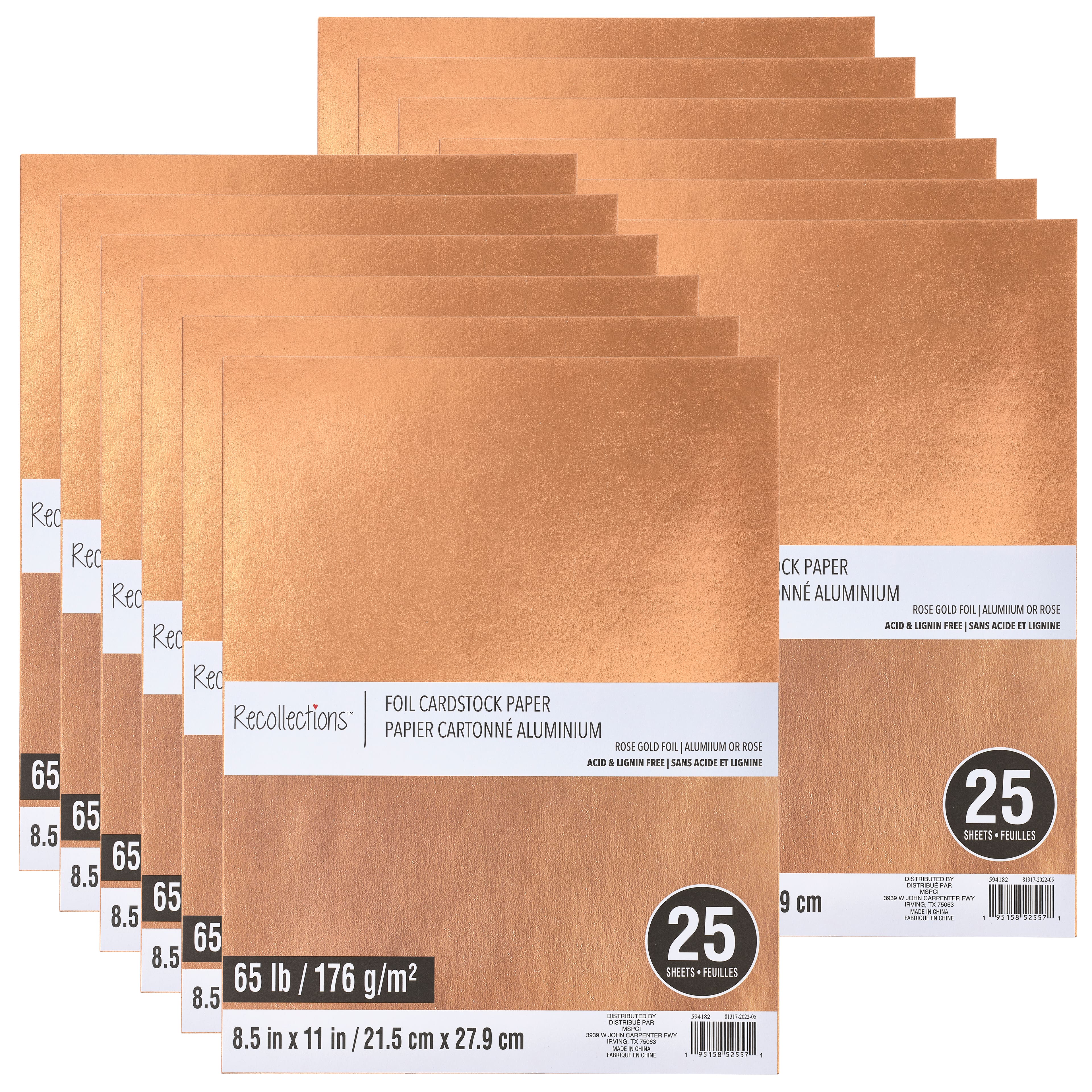 Recollections Rose Gold Foil 65lb Cardstock Paper (25 Sheets)