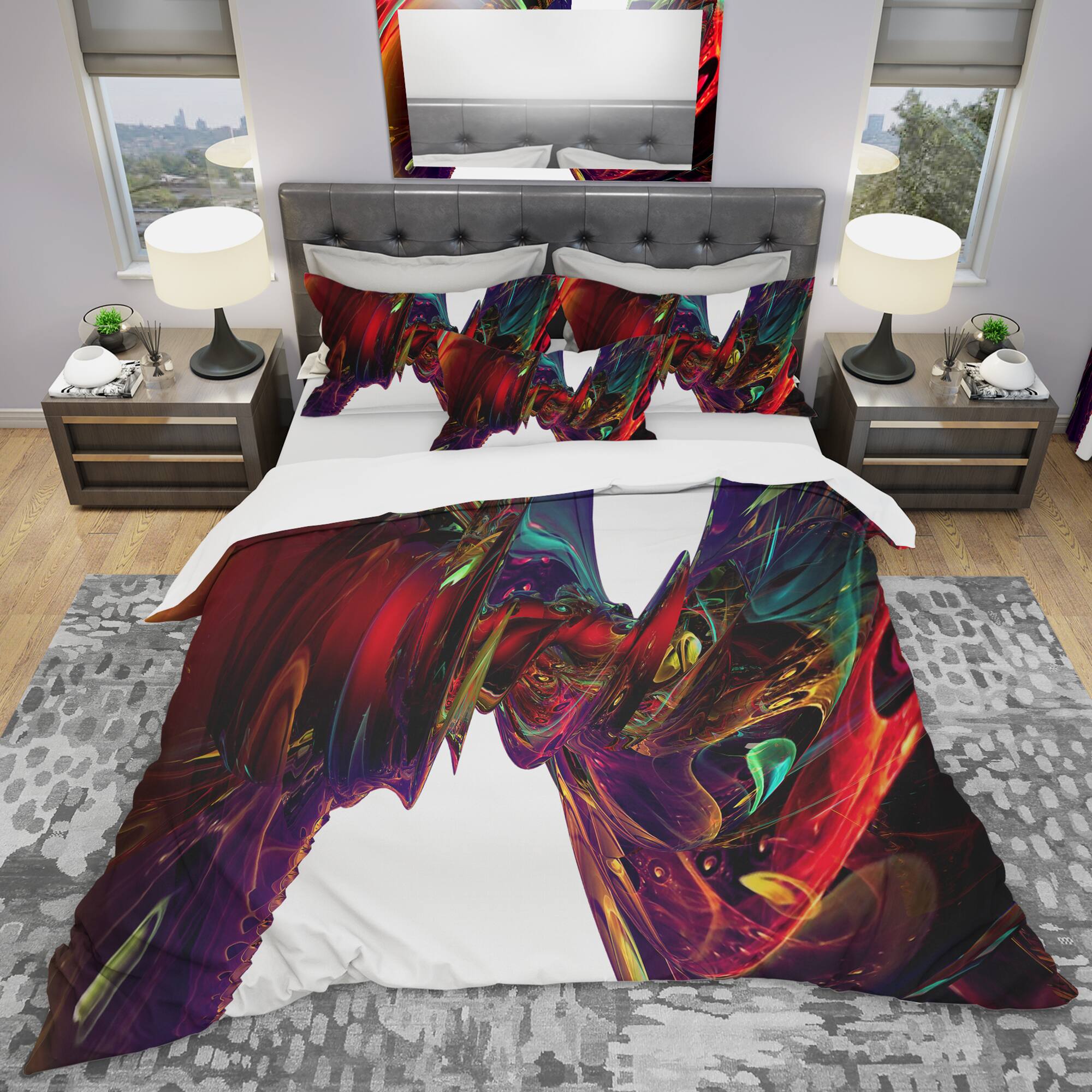 Designart &#x27;Into The Center&#x27; Modern &#x26; Contemporary Bedding Set - Duvet Cover &#x26; Shams