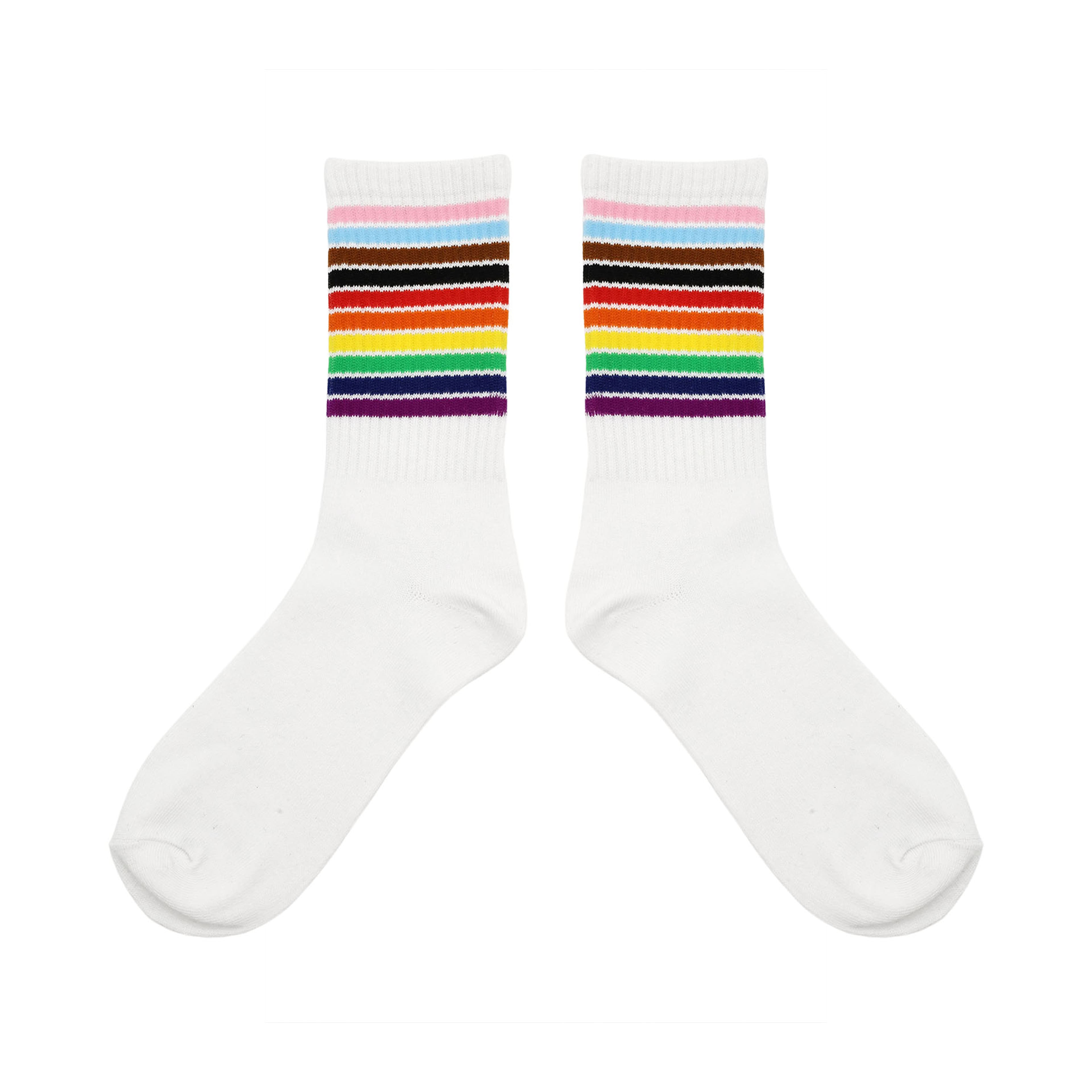Pride Rainbow Stripes Ribbed Adult Crew Socks by Celebrate It&#x2122;