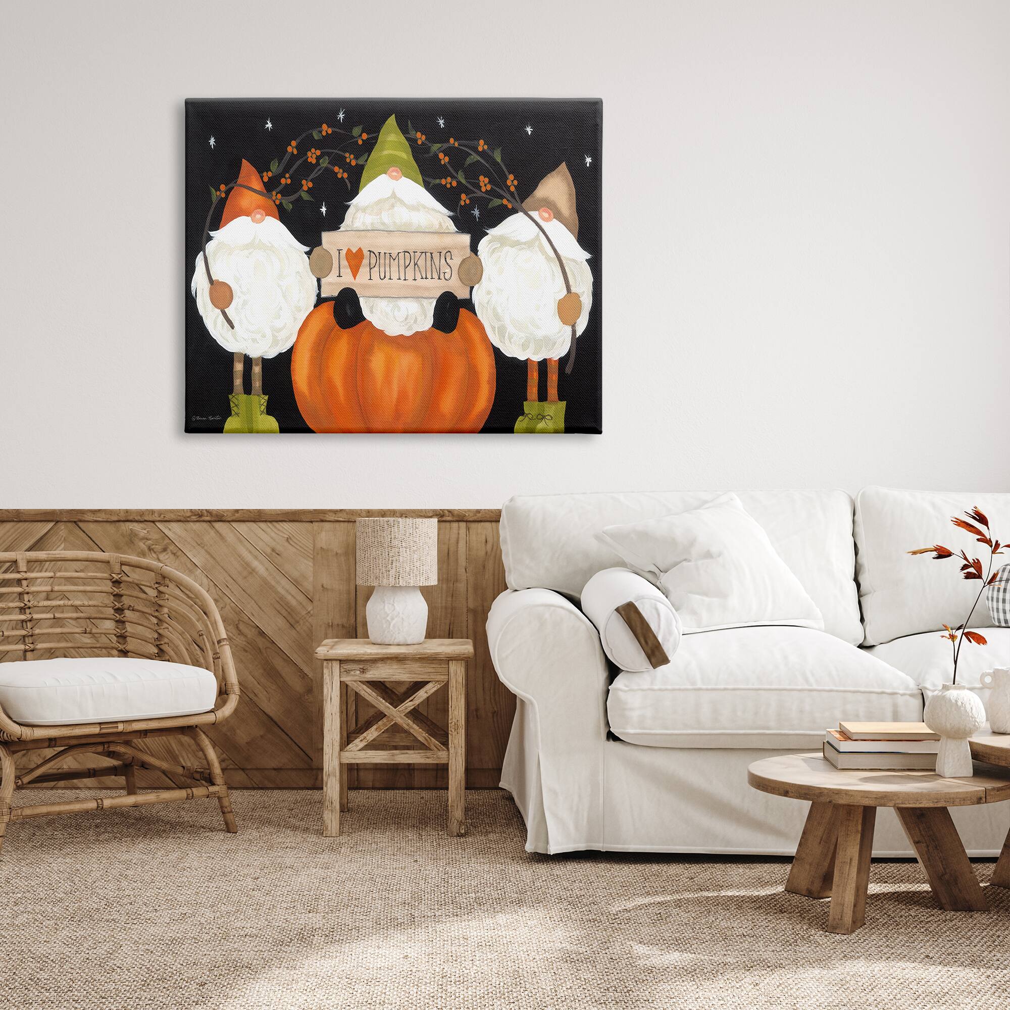 Stupell Industries I Love Pumpkins Seasonal Gnomes Canvas Wall Art