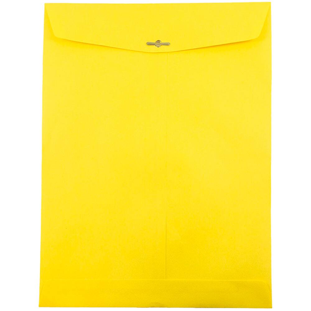 JAM Paper 10" x 13" Yellow Recycled Clasp Closure Envelopes, 50ct.