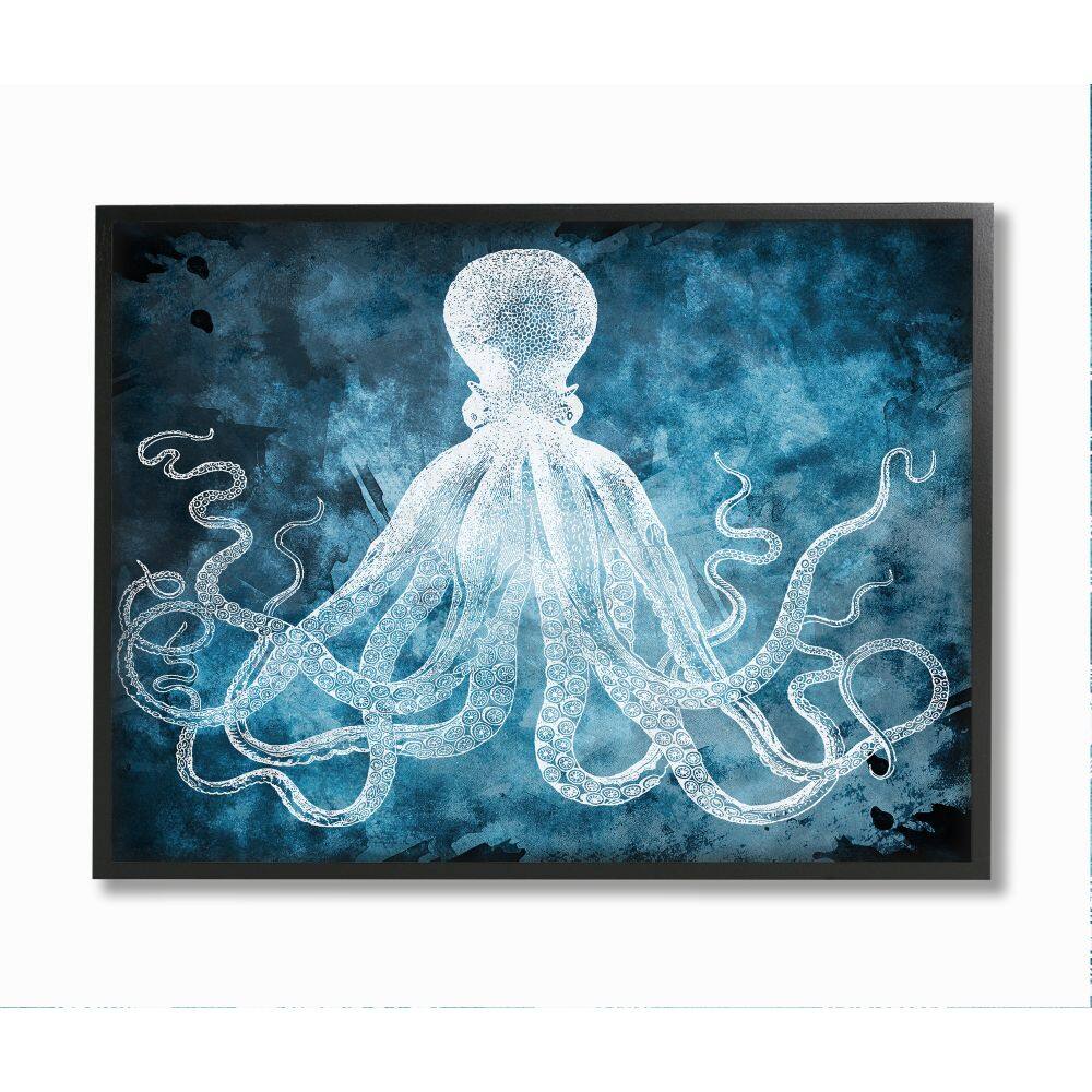 Stupell Industries Underwater Octopus Tentacles Blue White Nautical Design Framed Wall Art in Black | 11" x 14" | Michaels®