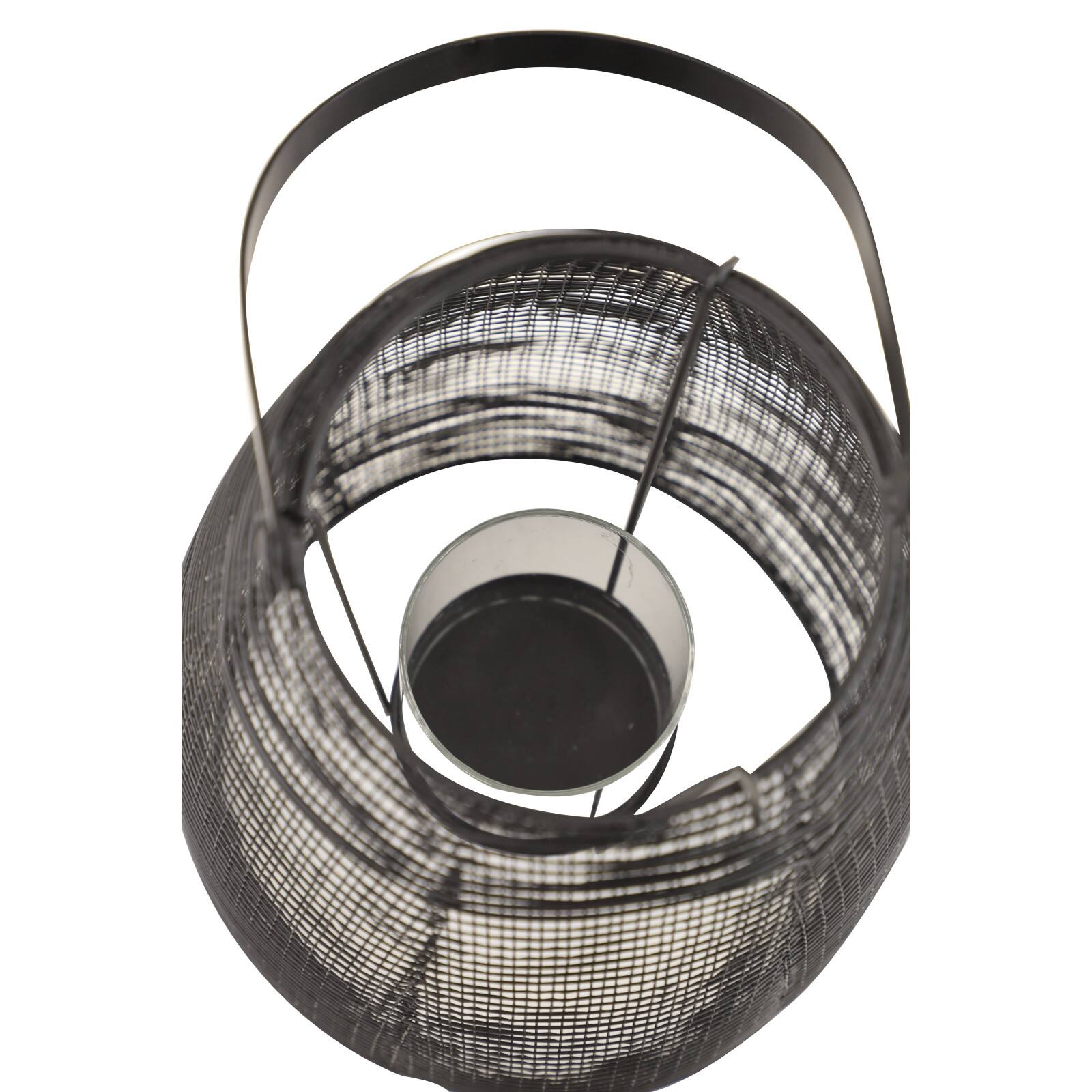 Black Iron Modern Candle Holder Lantern, 13&#x22; x 8&#x22; x 8&#x22;