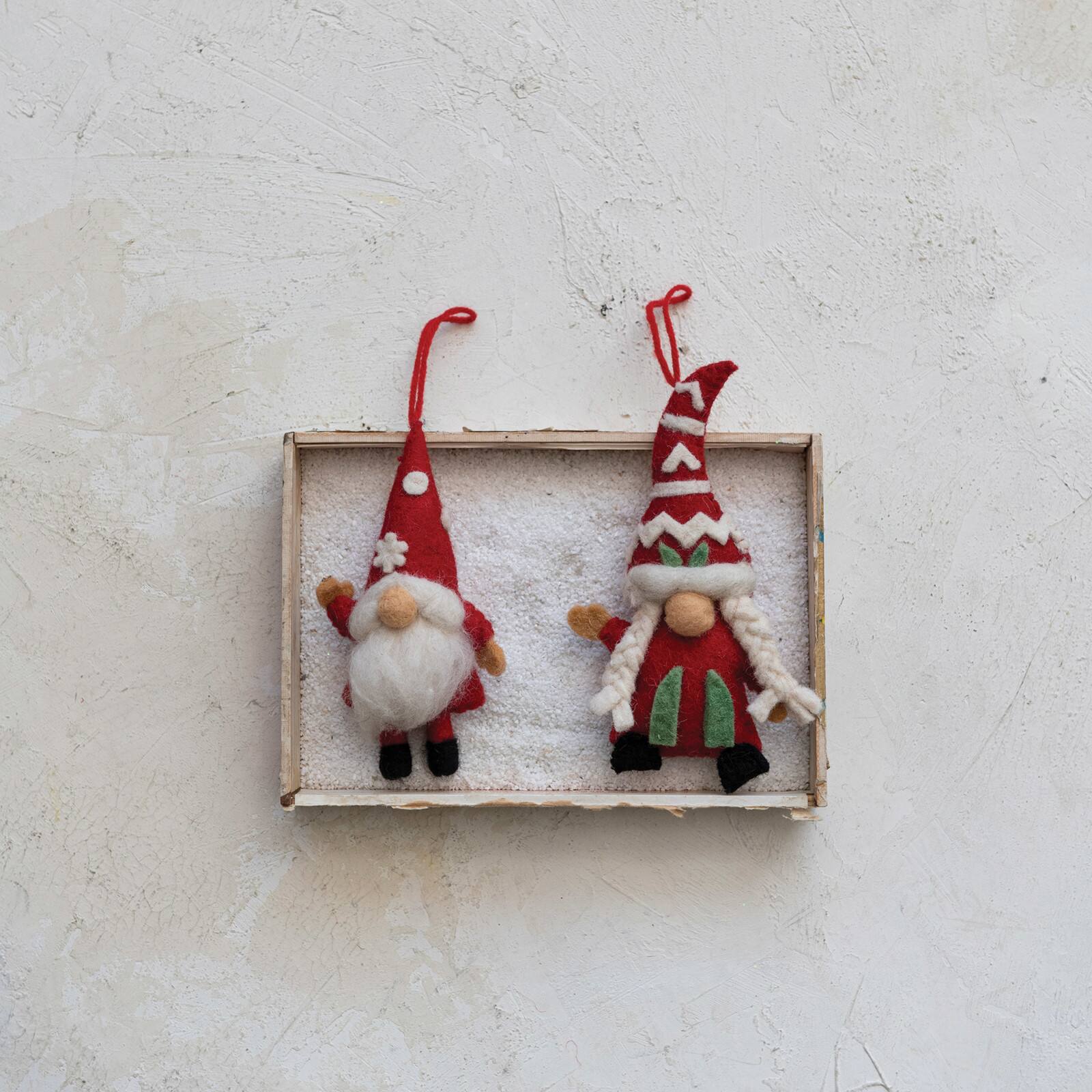 Hello Honey&#xAE; Handmade Wool Felt Gnome Ornament Set with Applique