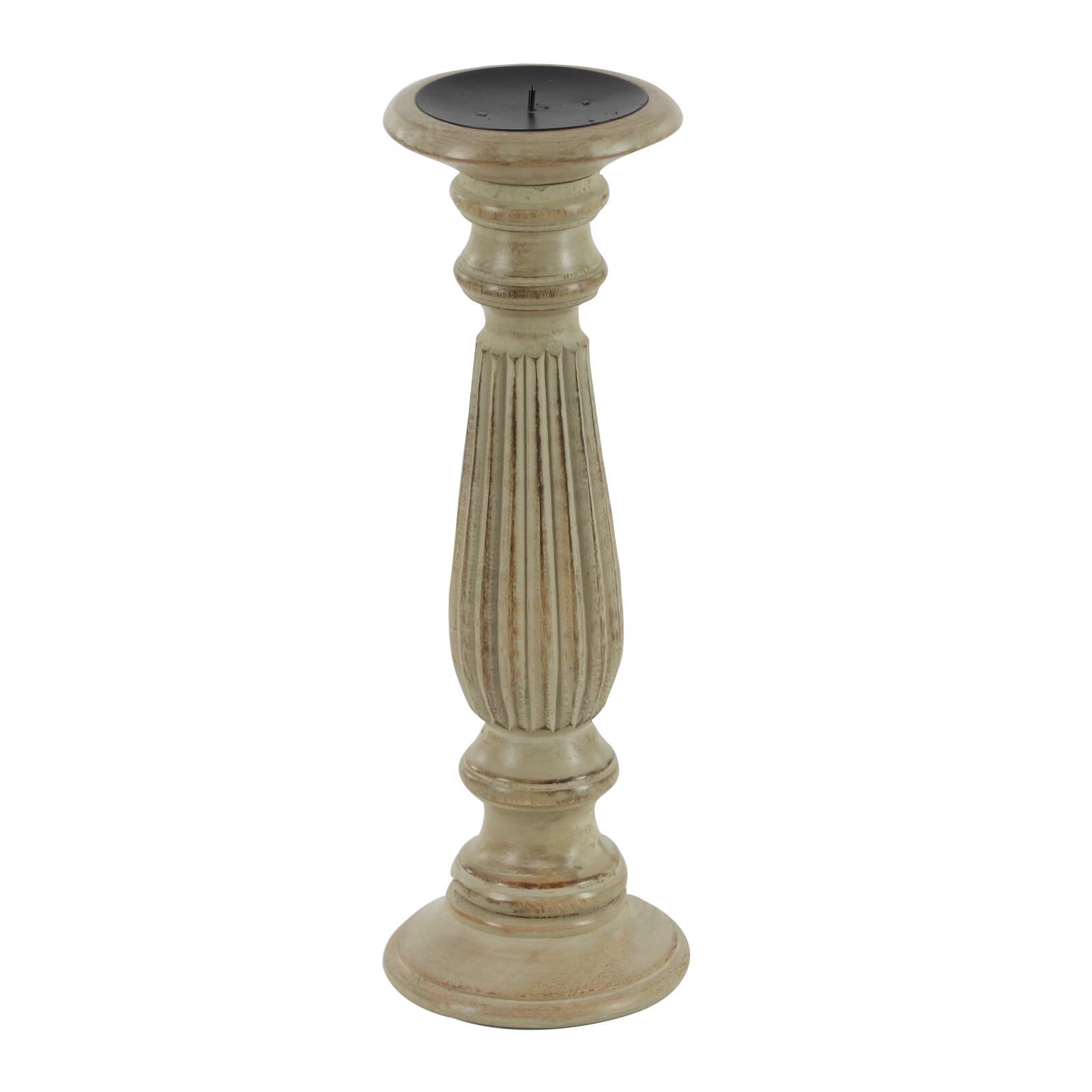 Brown Mango Wood Traditional Candle Holder Set