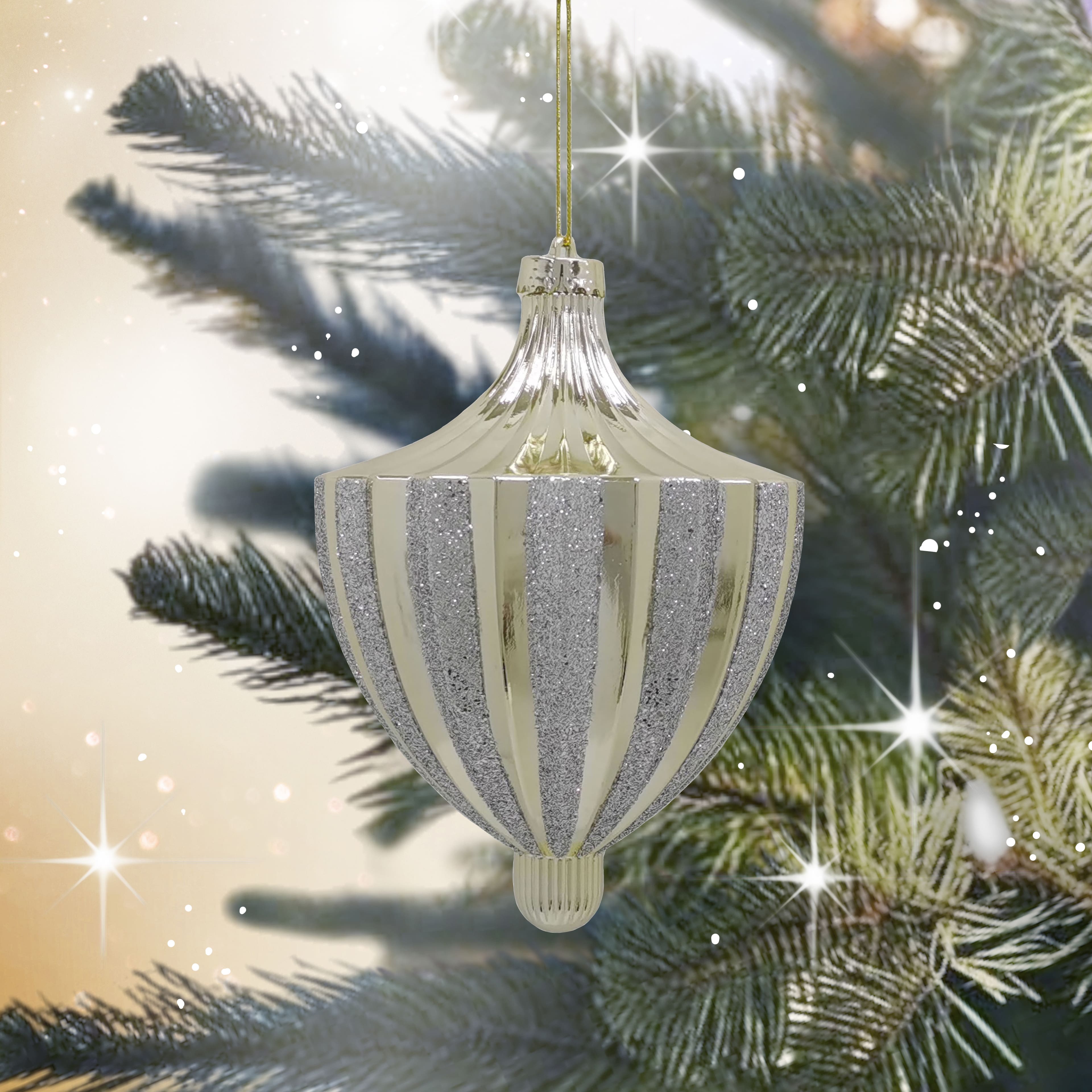 8.5&#x22; Gold &#x26; Silver Glitter Pointed Top Ornament by Ashland&#xAE;