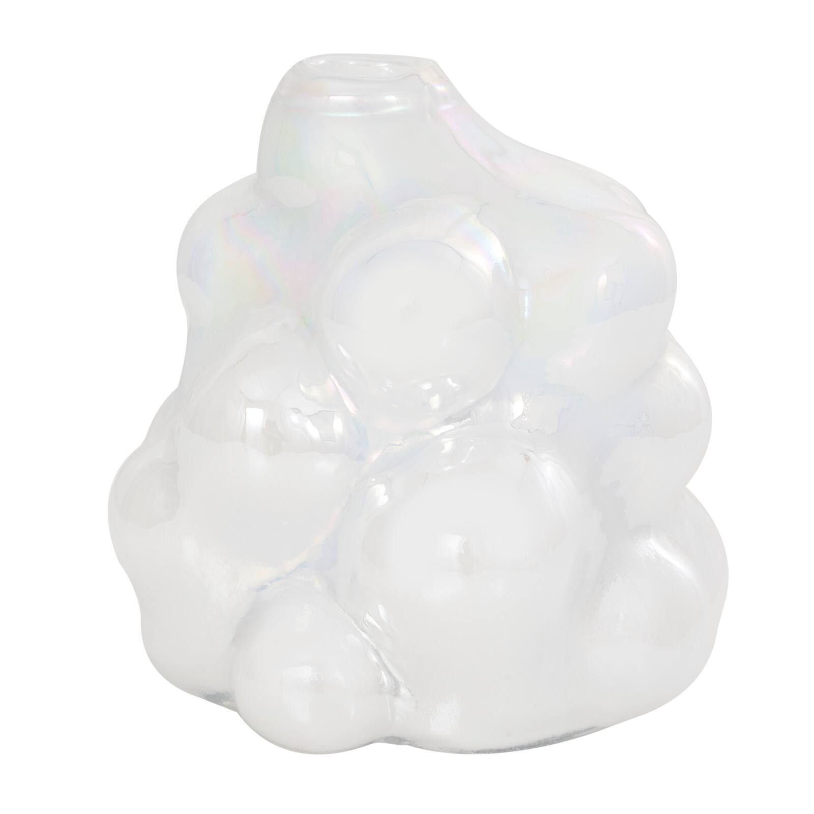 8" Clear Abstract Handmade Bubble Glass Vase