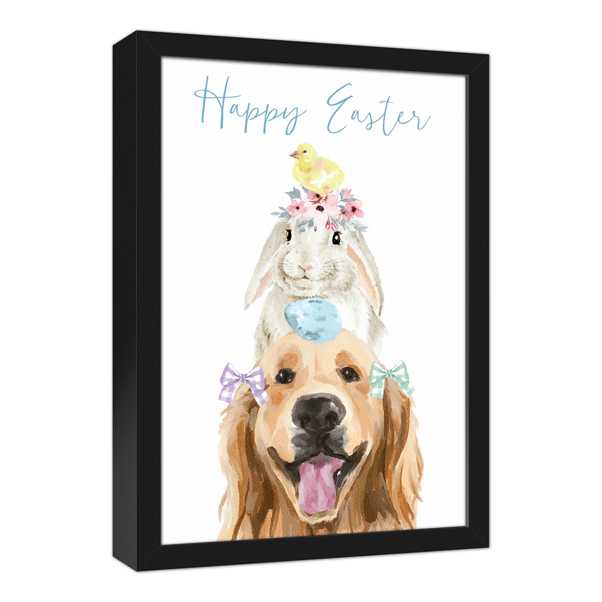 Easter Friends Stack 13.73&#x22; x 19.73&#x22; Black Framed Canvas