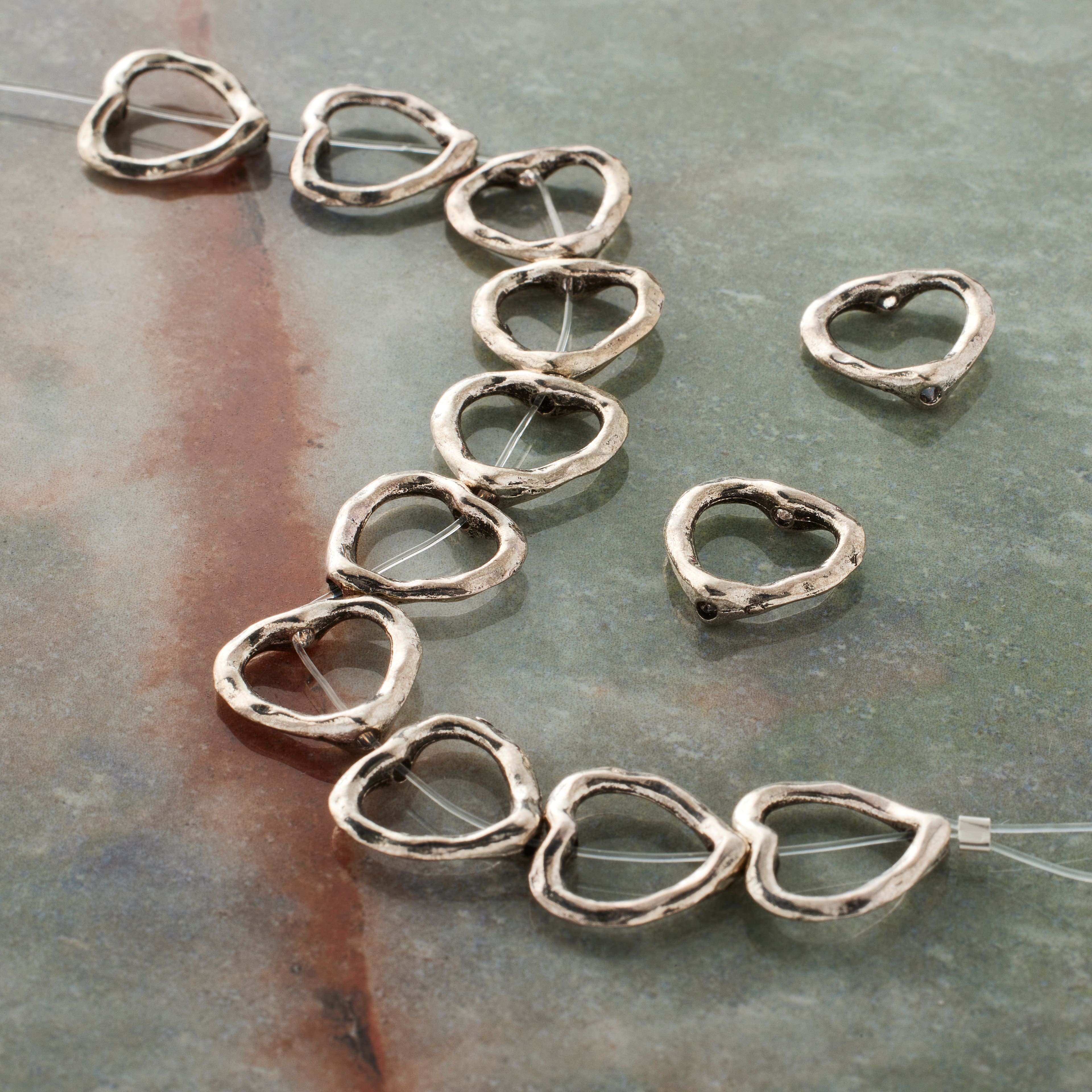 Silver Metal Heart Beads, 10mm by Bead Landing&#x2122;