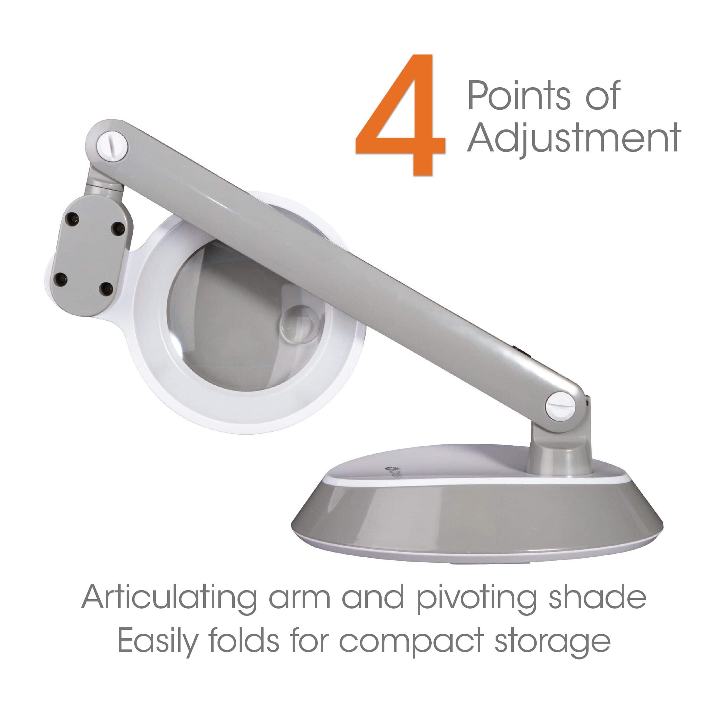 OttLite 14" Gray Space-Saving LED Magnifier Desk Lamp