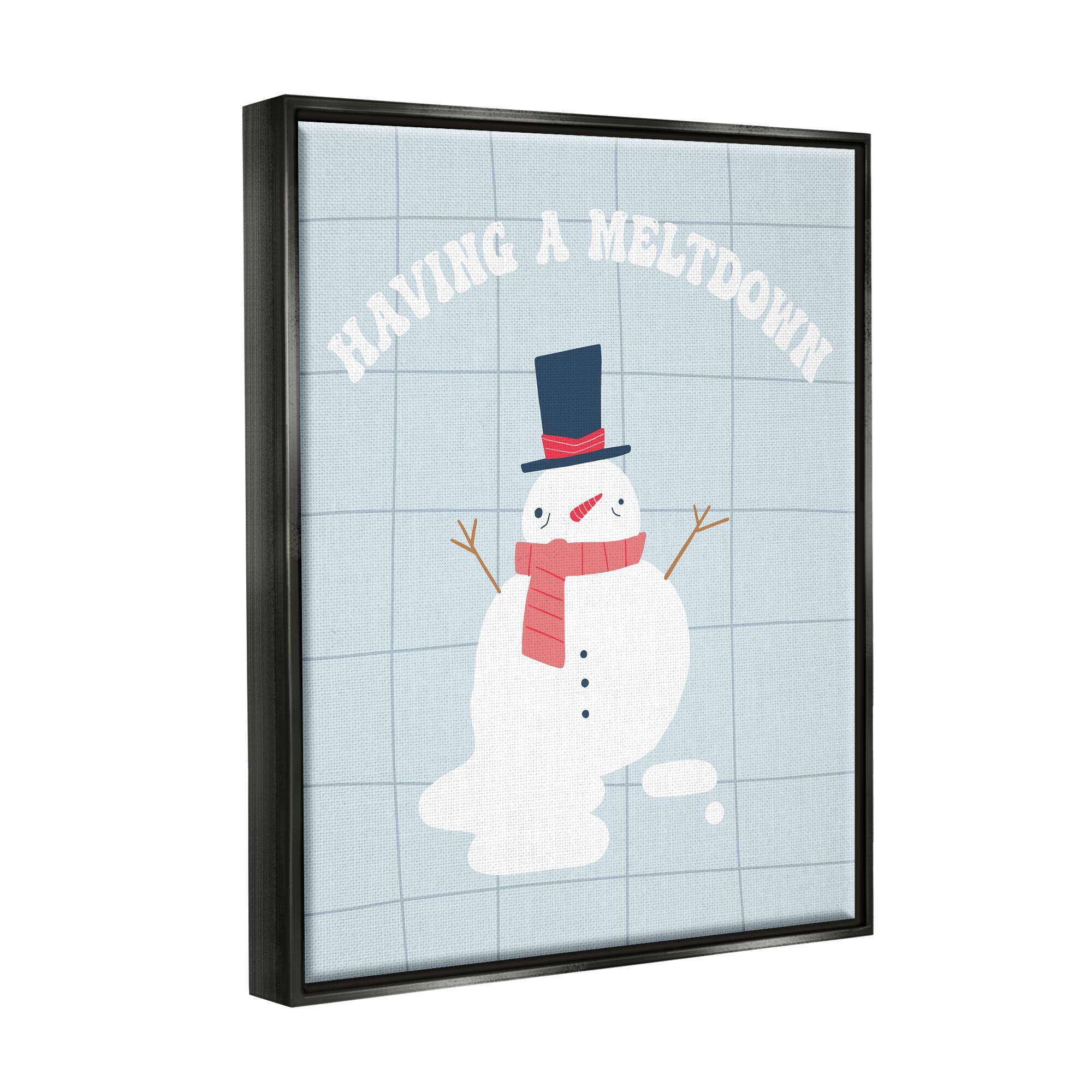 Stupell Industries Having A Meltdown Funny Snowman Framed Floater Canvas Wall Art
