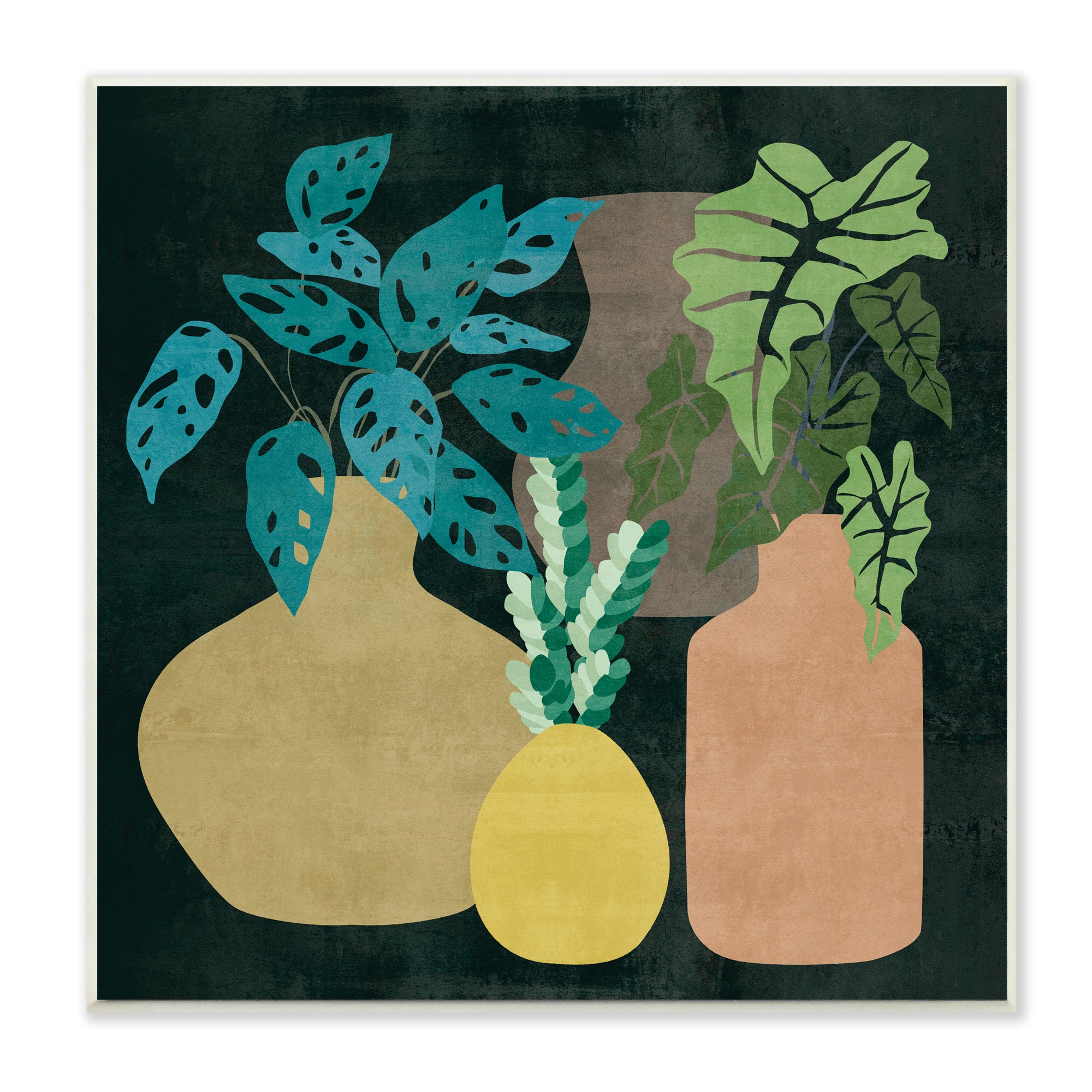 Stupell Industries Decorative Vases with Tropical Palms over Black,12&#x22; x 12&#x22;
