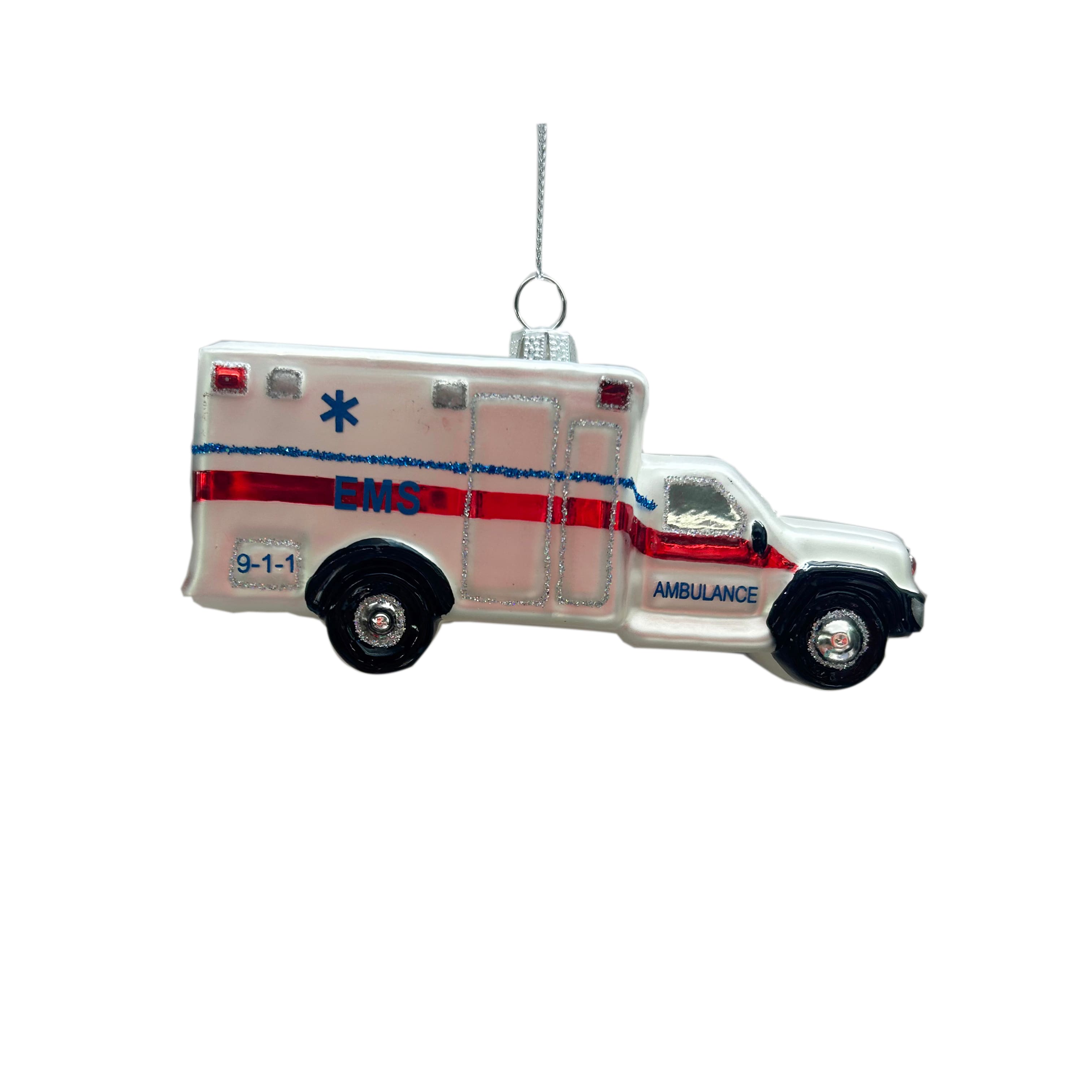 4.5&#x22; White Ambulance Glass Ornament by Ashland&#xAE;