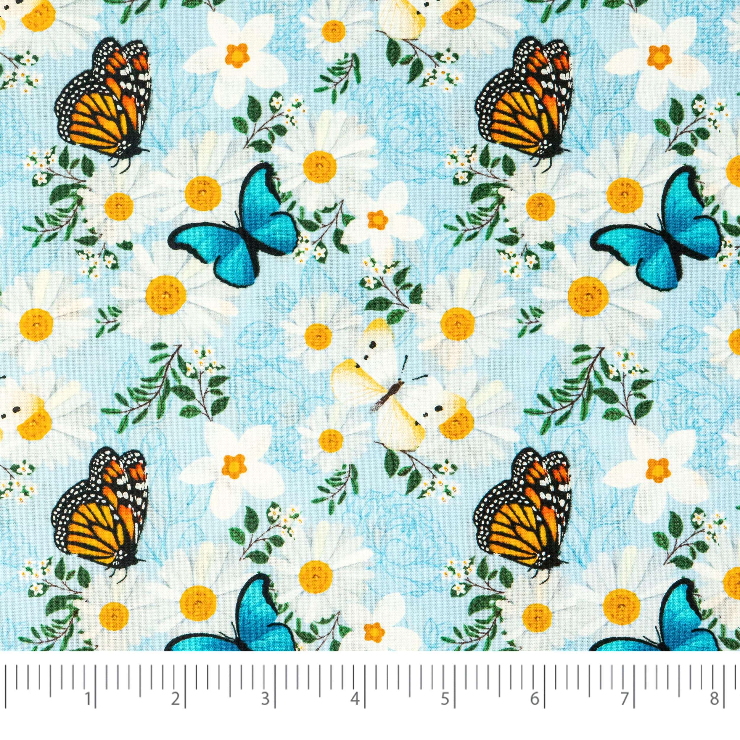 SINGER Blue & Orange Butterfly Cotton Fabric