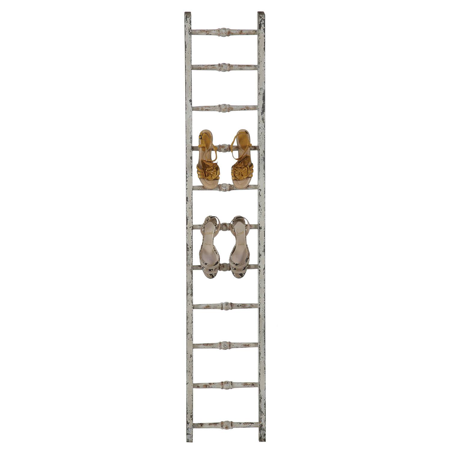 6ft. Distressed White Decorative Wood Ladder