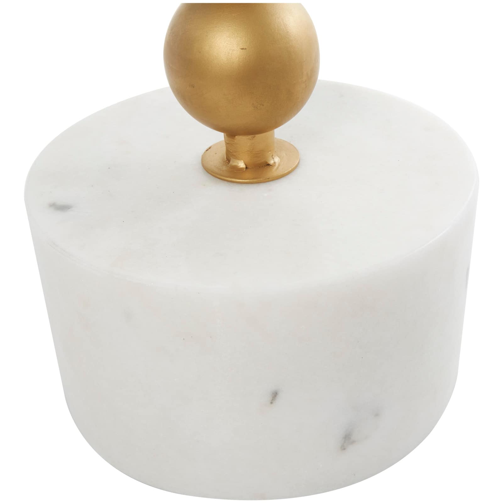 White Marble Geometric Accent Table with Gold Metal Bubble Stand