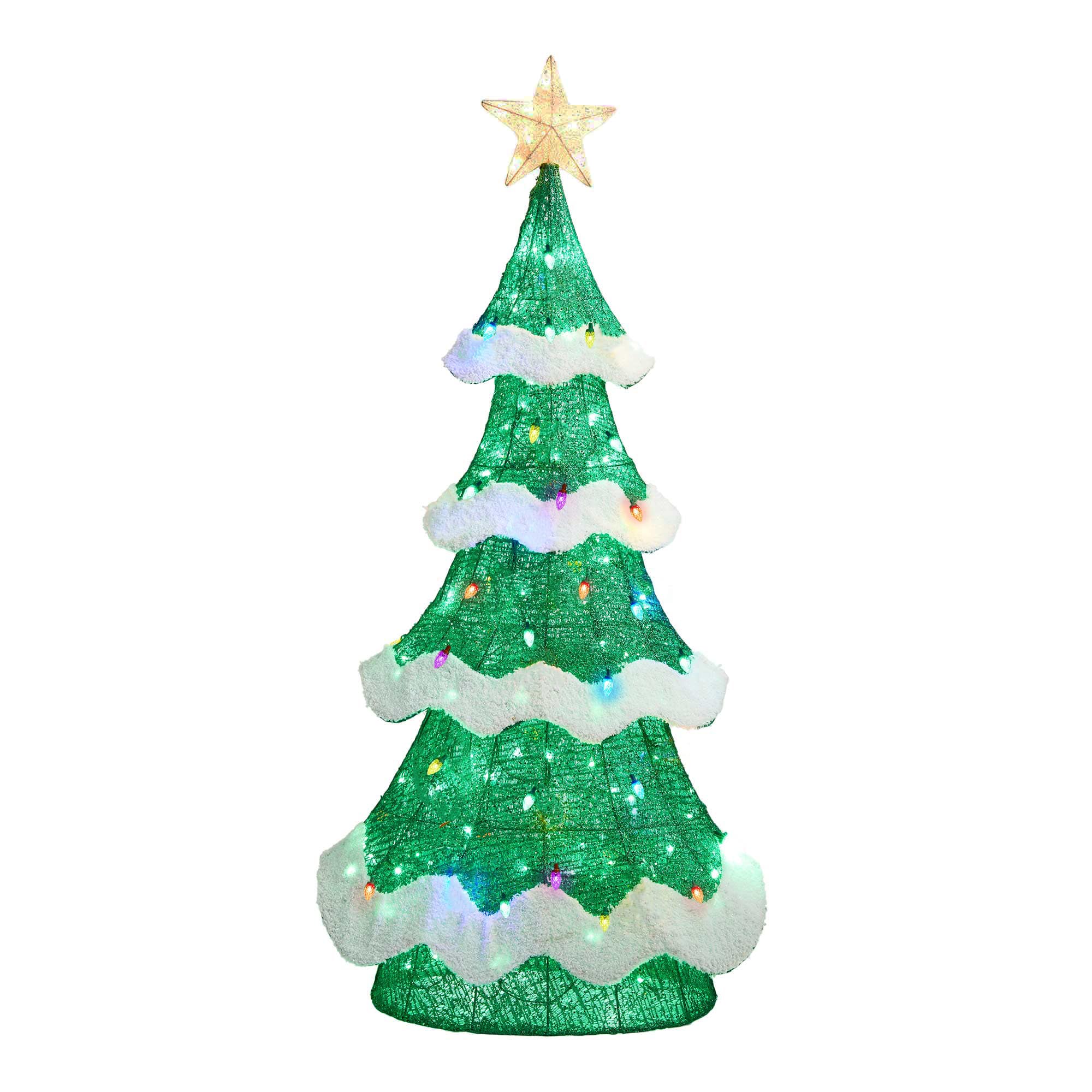Glitzhome® 74.5"H Lighted Christmas 3D Mesh Tree Outdoor Decor