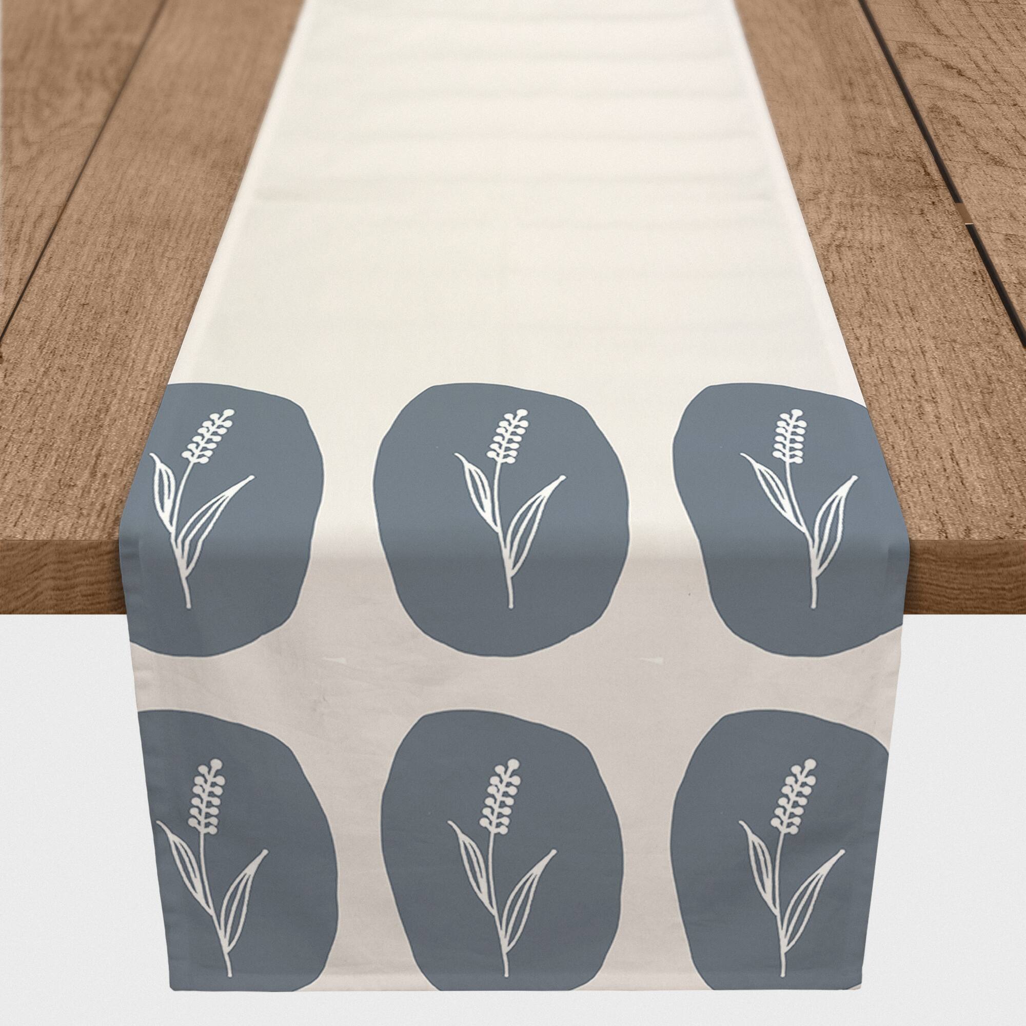 90" Wheat Branch Blob Poly Twill Table Runner