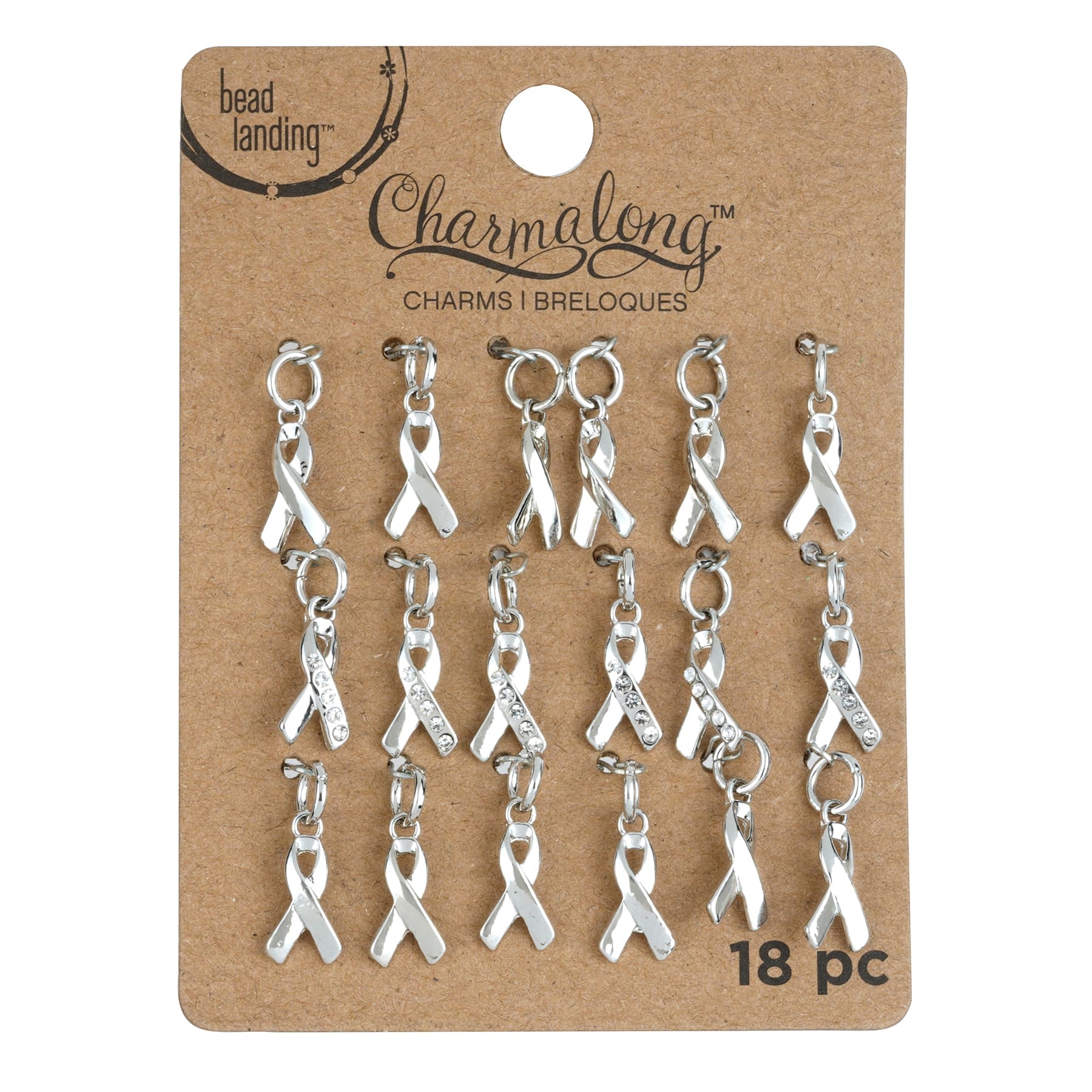 Charmalong™ Rhodium Ribbon Charms by Bead Landing™
