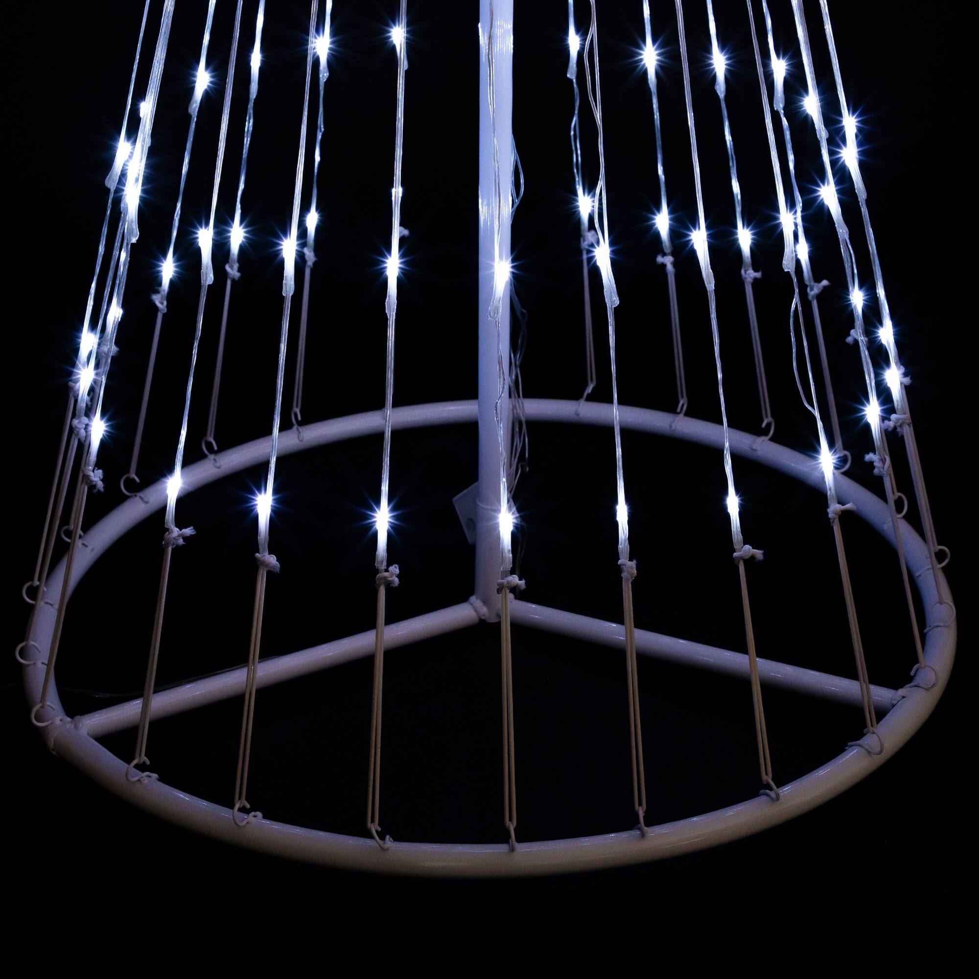 48" White LED Lighted Show Cone Outdoor Christmas Tree