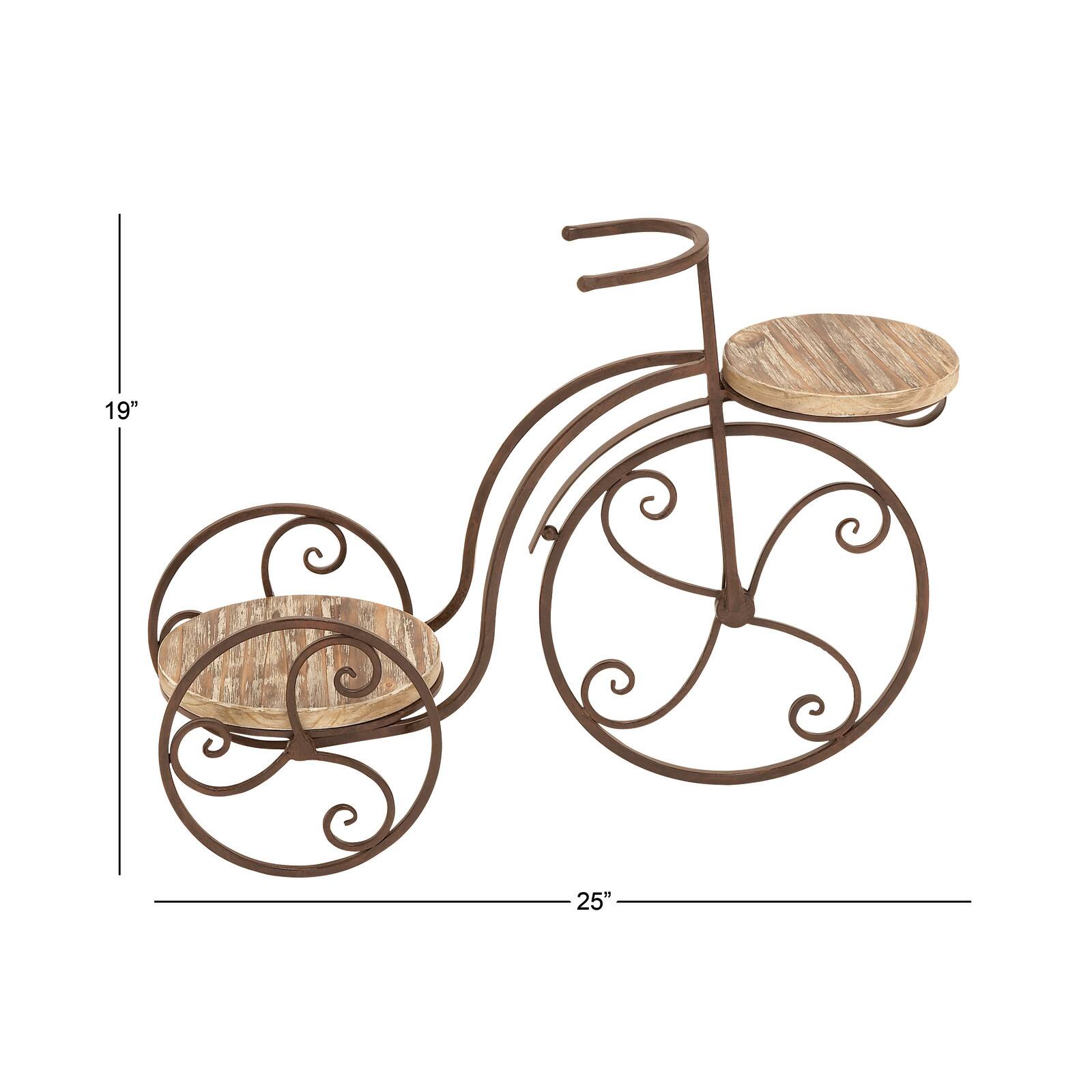 Brown Metal Farmhouse Bicycle Plantstand, 25&#x22; x 19&#x22;