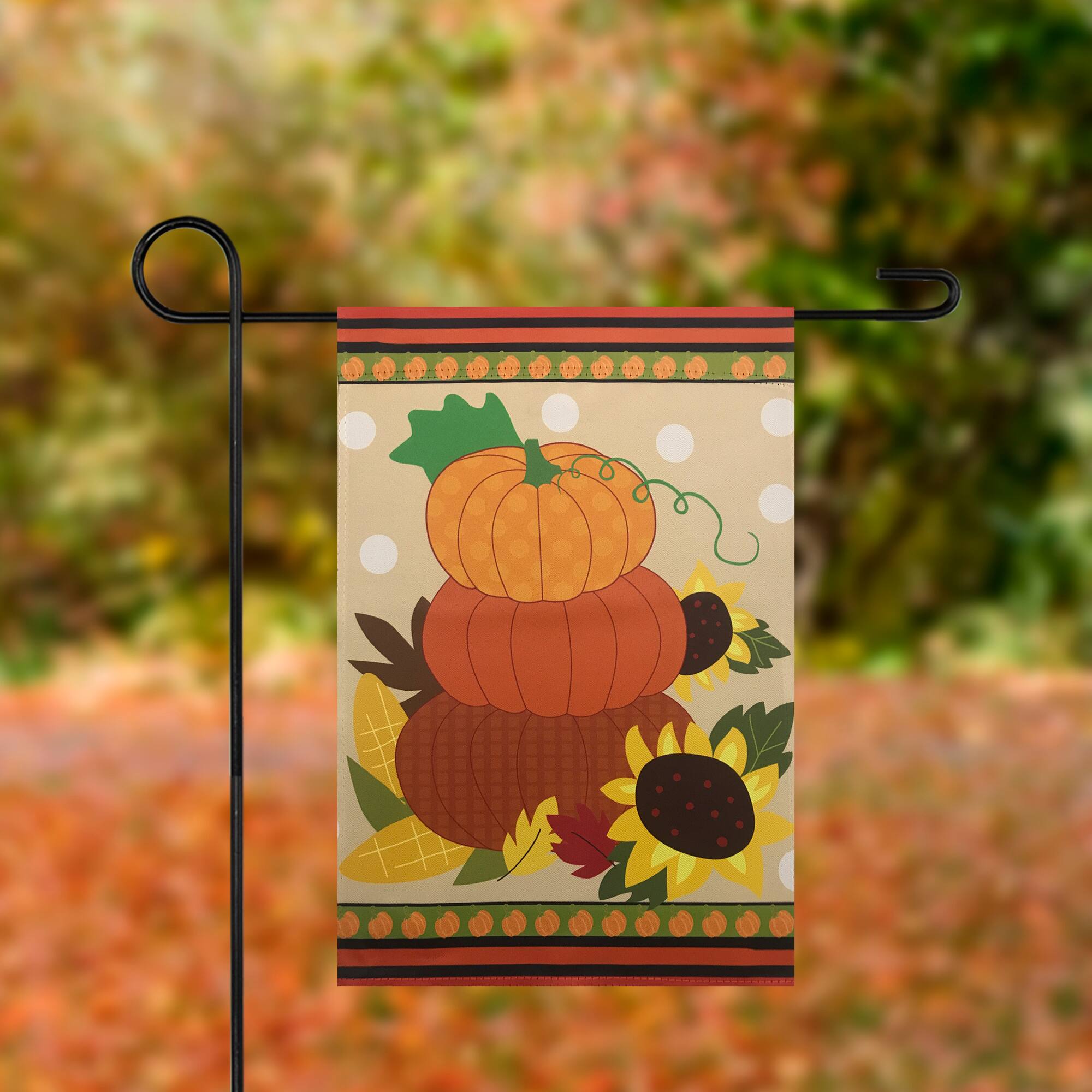 12.5&#x22; x 18&#x22; Pumpkins &#x26; Sunflowers Autumn Garden Flag
