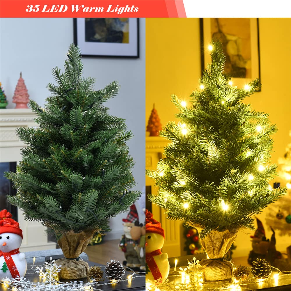 Costway 2ft. Pre‑Lit Tabletop Fir Artificial Christmas Tree with Timer LED Lights