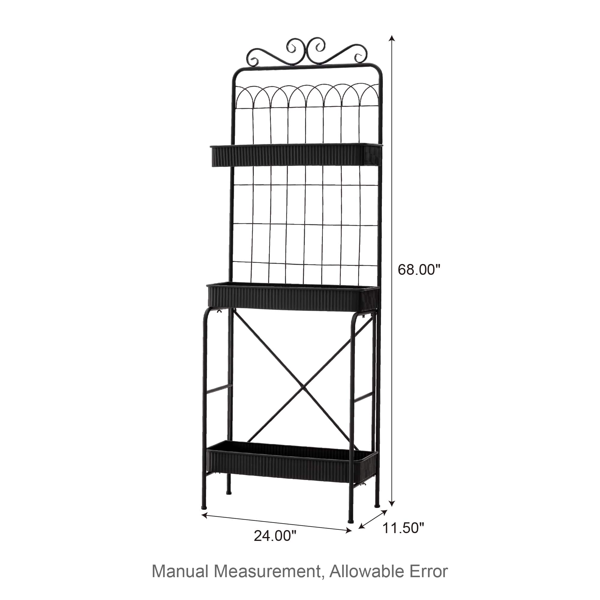 Glitzhome® 68" 3-Tier Black Metal Shelf Planter Stand