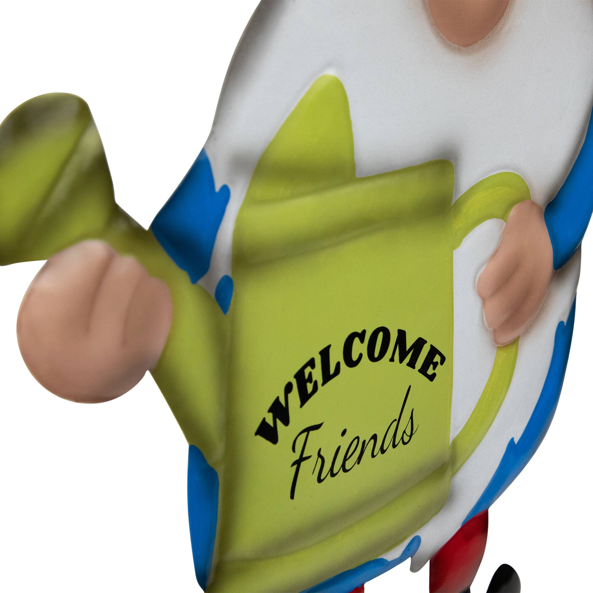 22" Orange Welcome Friends Gnome Spring Outdoor Garden Stake