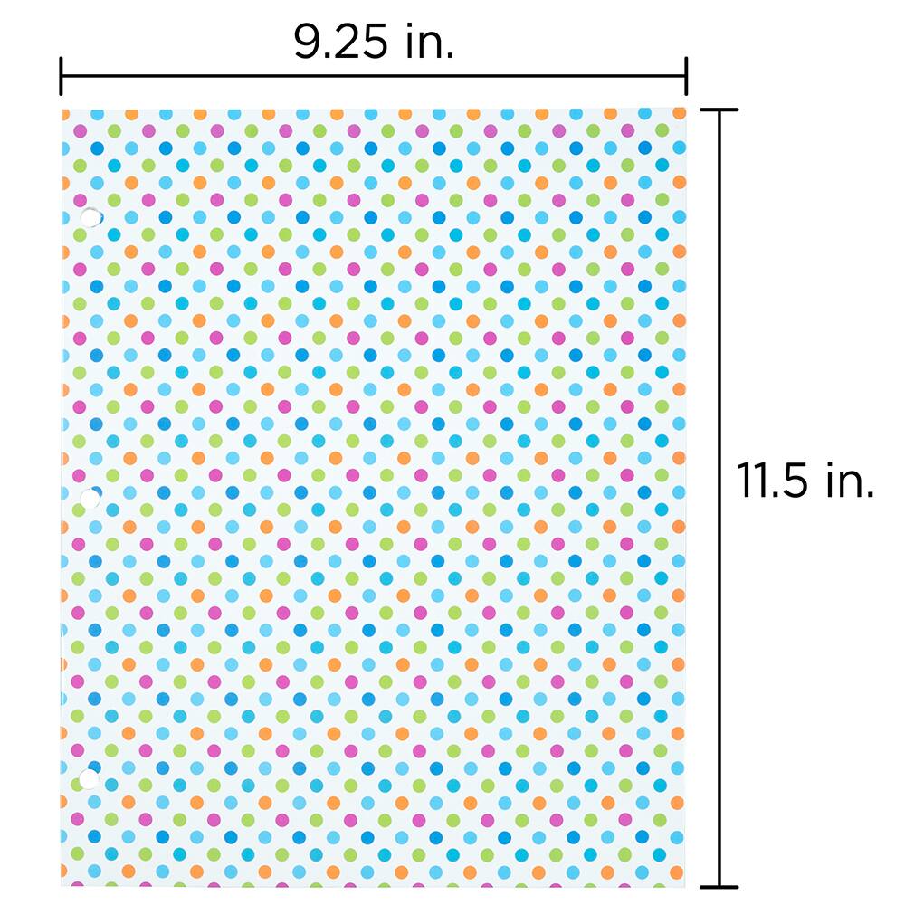 JAM Paper Polka Dots Glossy Laminated Two Pocket 3 Hole Punch School Folders, 6ct.