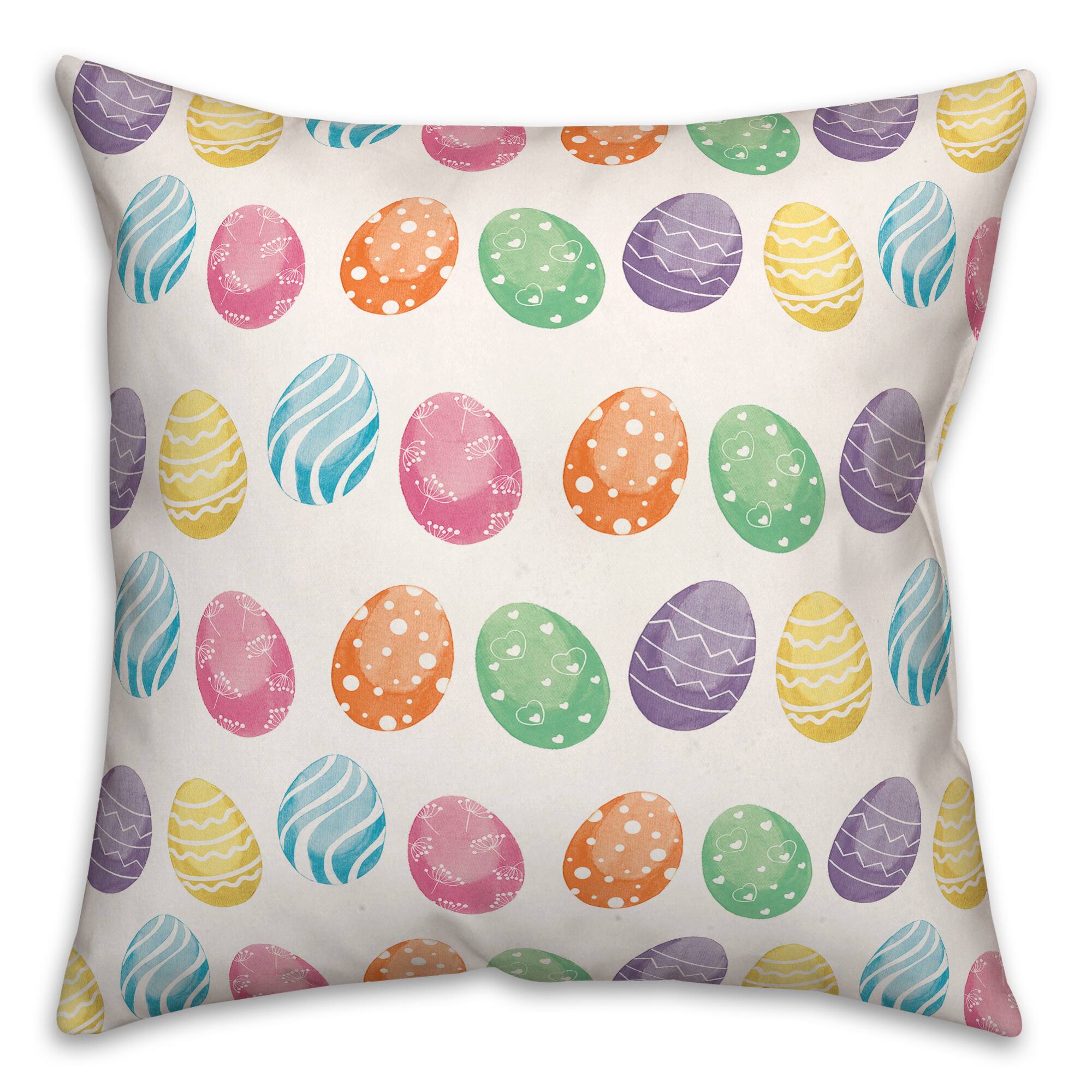 Watercolor Eggs 18&#x22; x 18&#x22; Throw Pillow