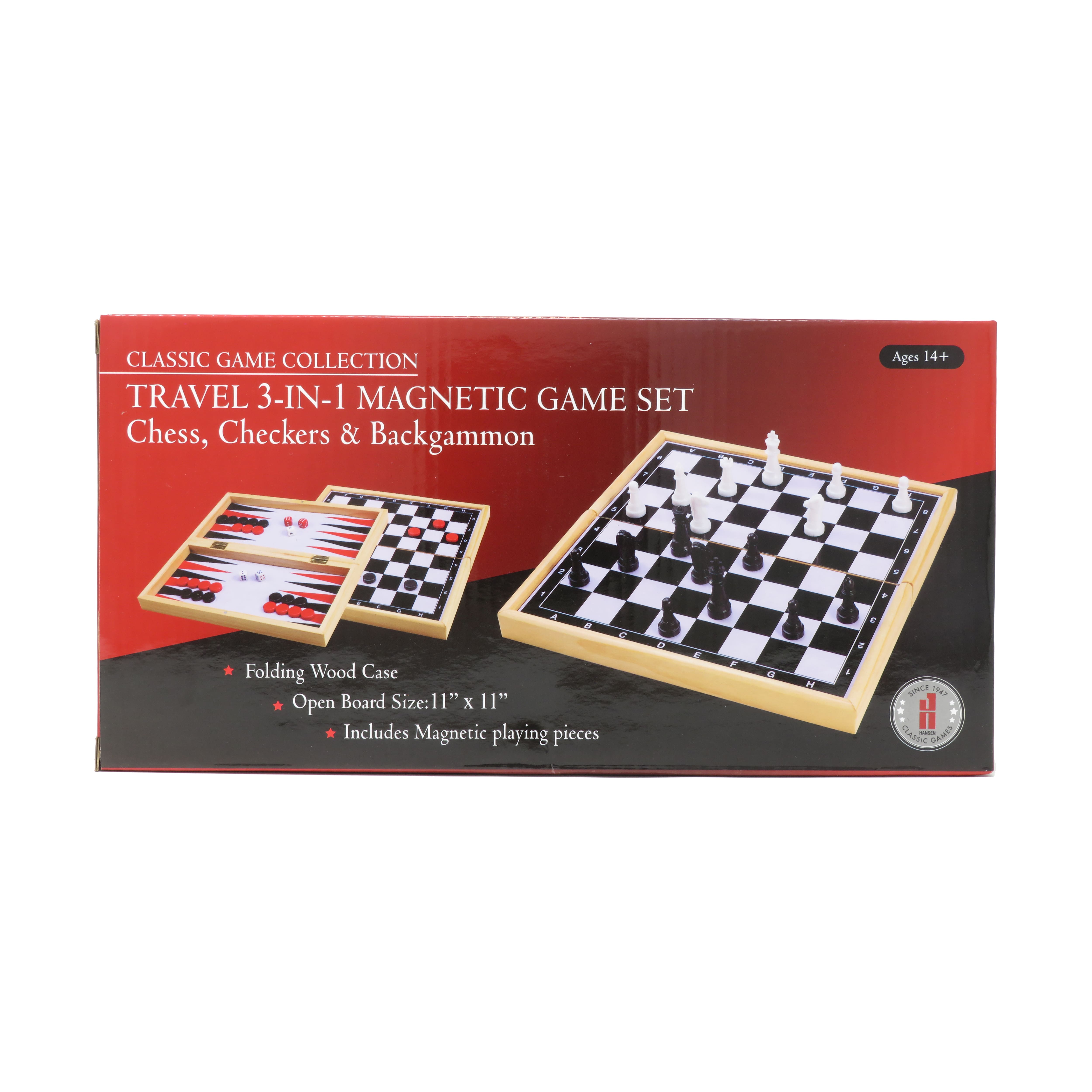 Chess, Checkers & Backgammon 3 In 1 Classic Board Game Set