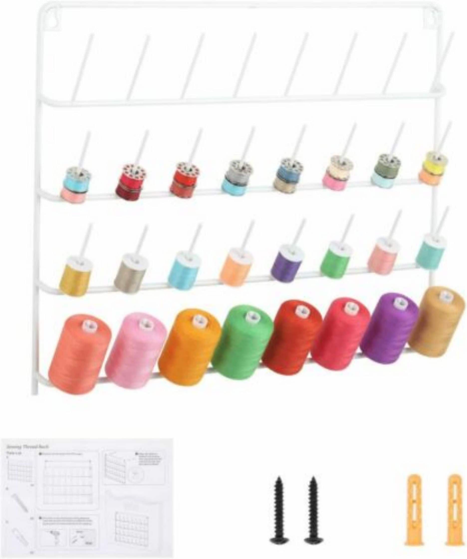 HAITARL&#xAE; White 32-Spool Wall-Mounted Sewing Thread Rack