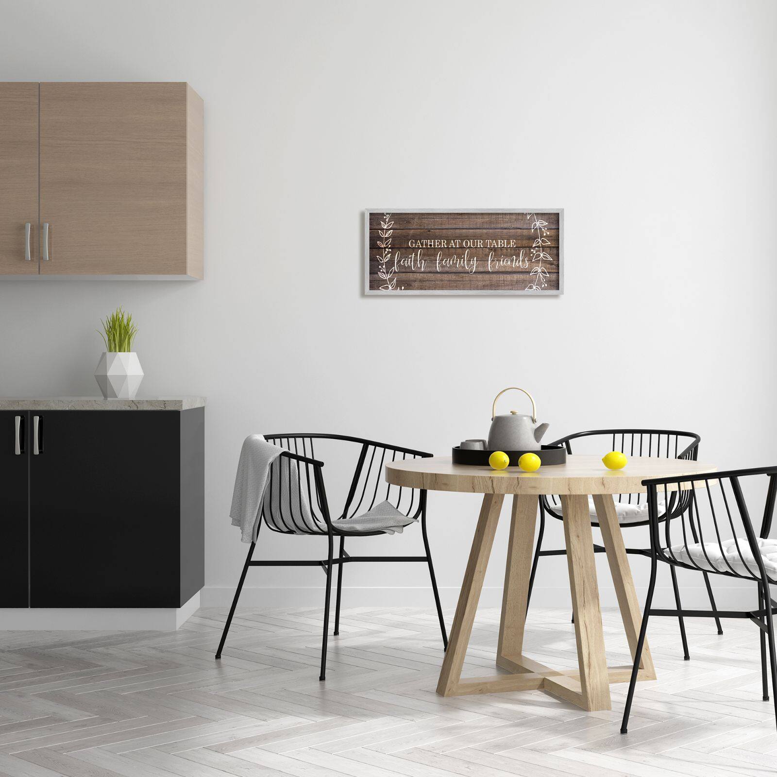 Stupell Industries Faith Family Friends Quote Wood Pattern Rustic Phrase Framed Wall Art